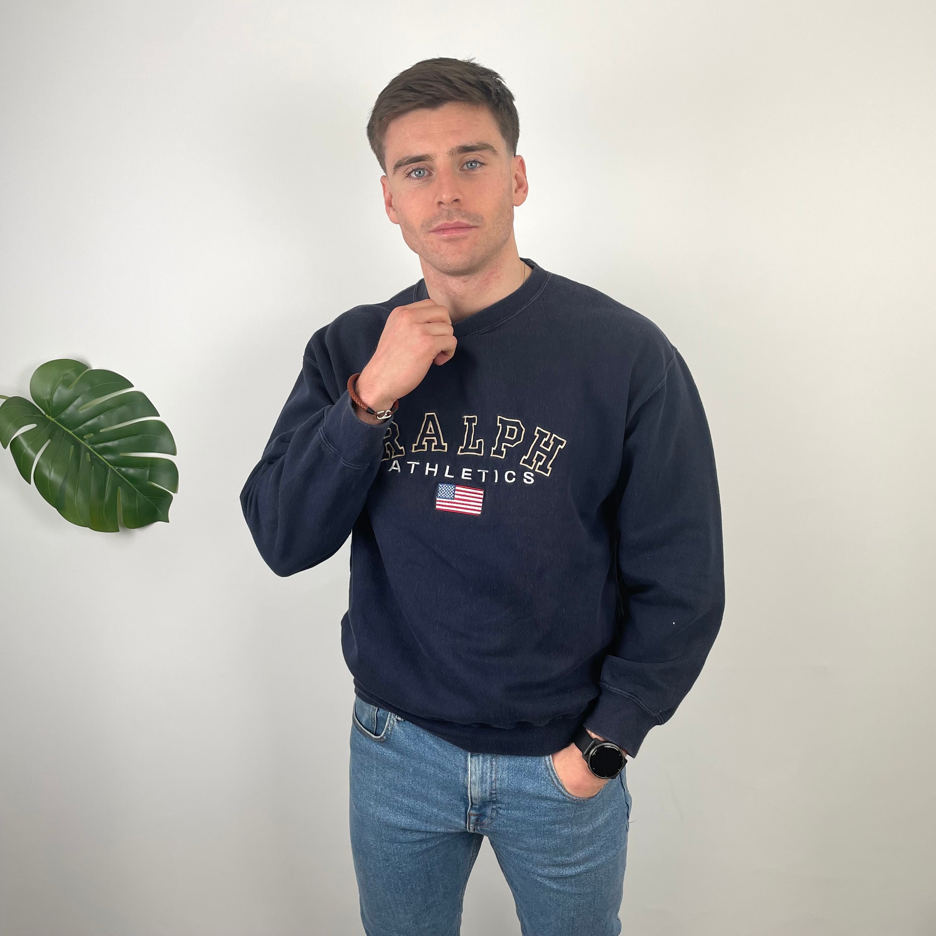 Polo Ralph Lauren RARE Navy Embroidered Spell Out Sweatshirt (M)