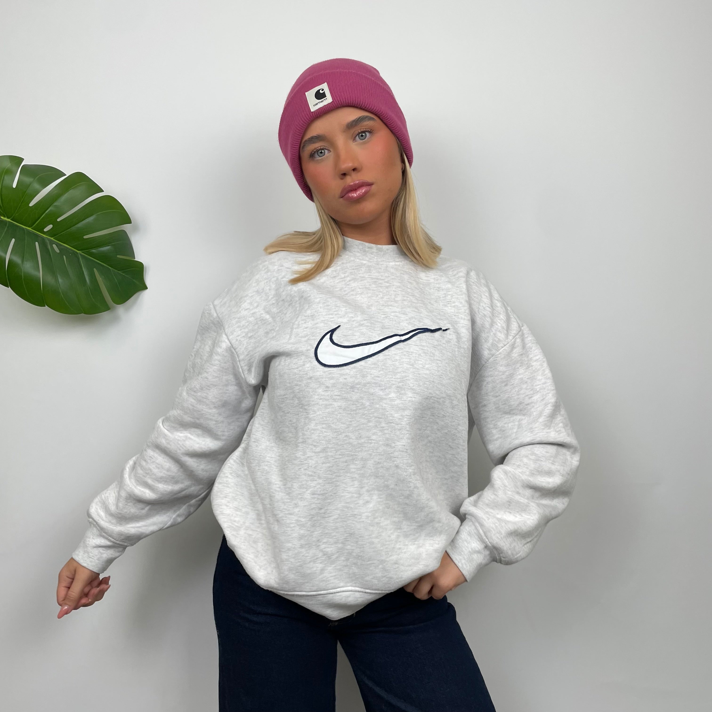 Nike Grey Embroidered Swoosh Sweatshirt (S)