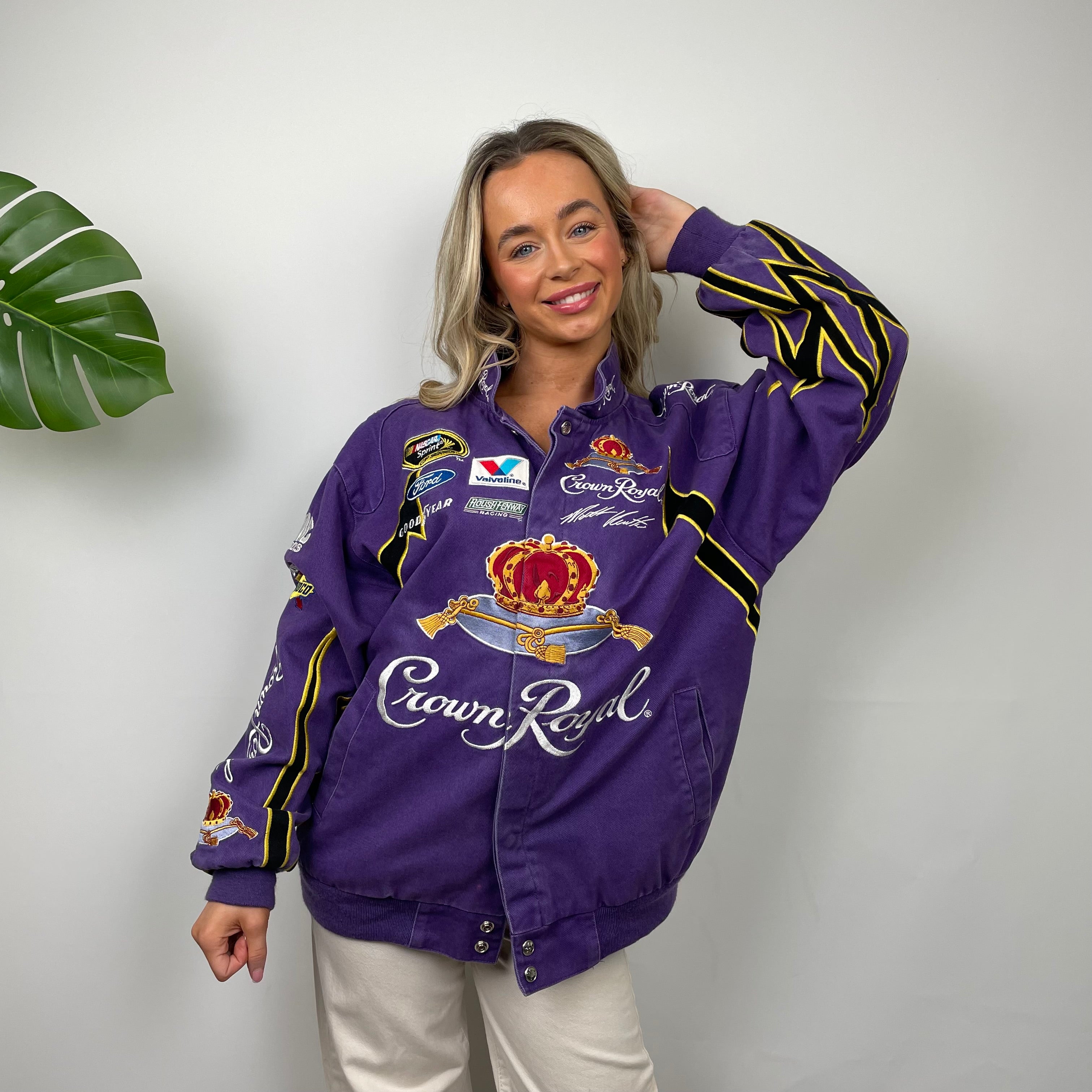 JH Design Crown Royal Purple NASCAR Racing Jacket (M)