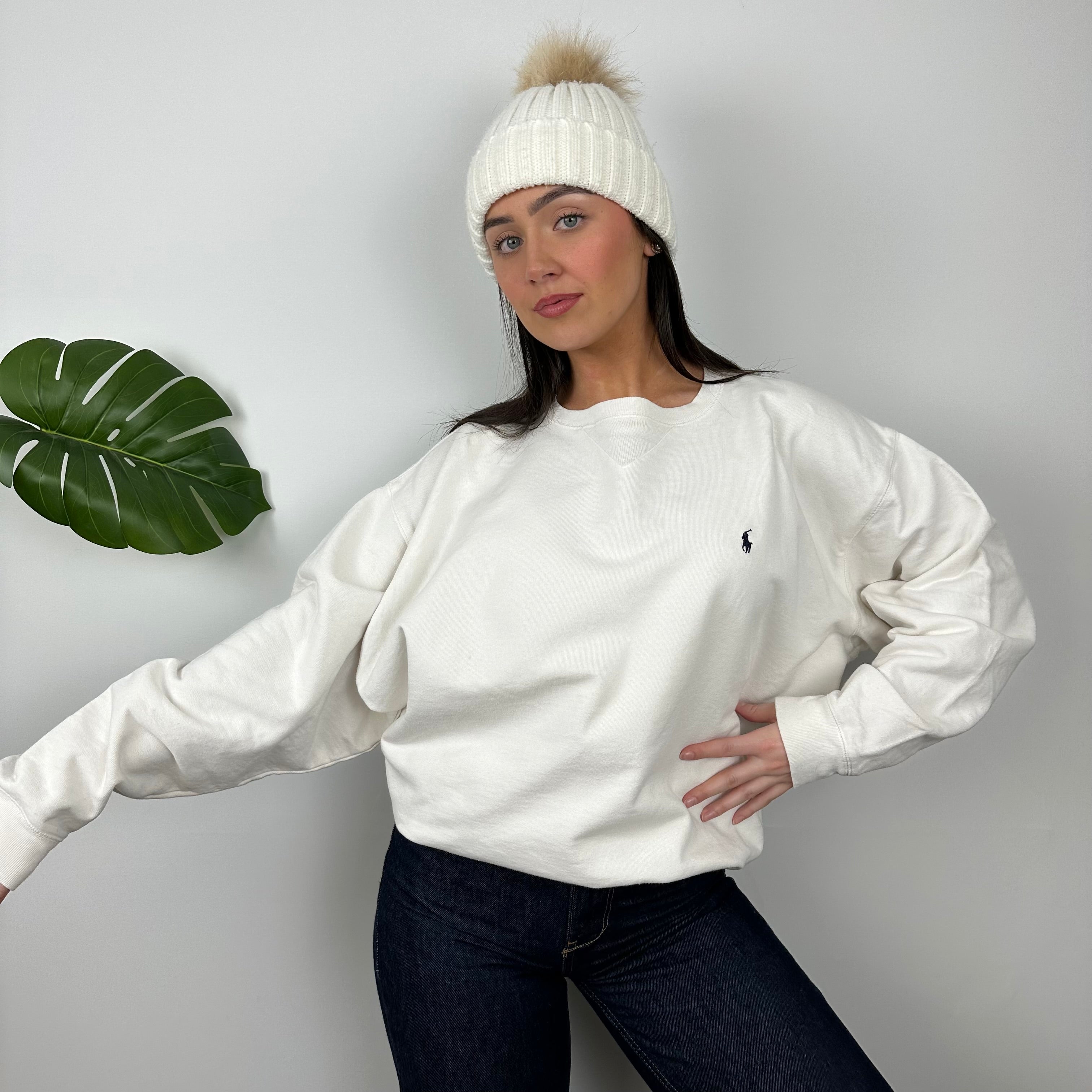 Polo Ralph Lauren White Embroidered Logo Sweatshirt (XL)