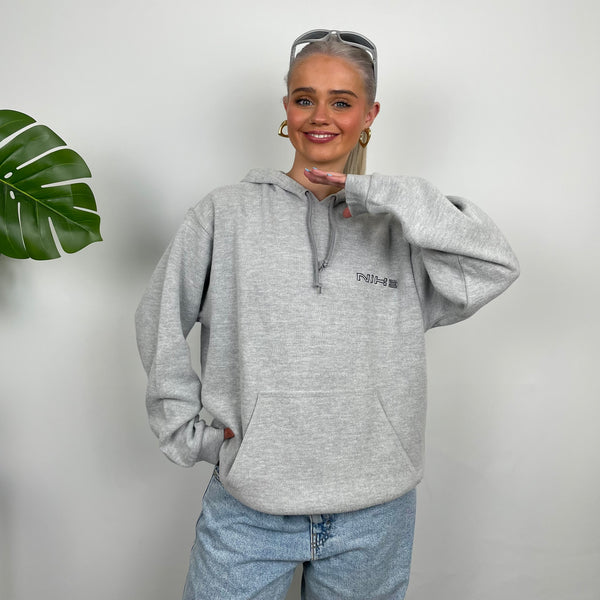 Nike Grey Embroidered Spell Out Hoodie (L)