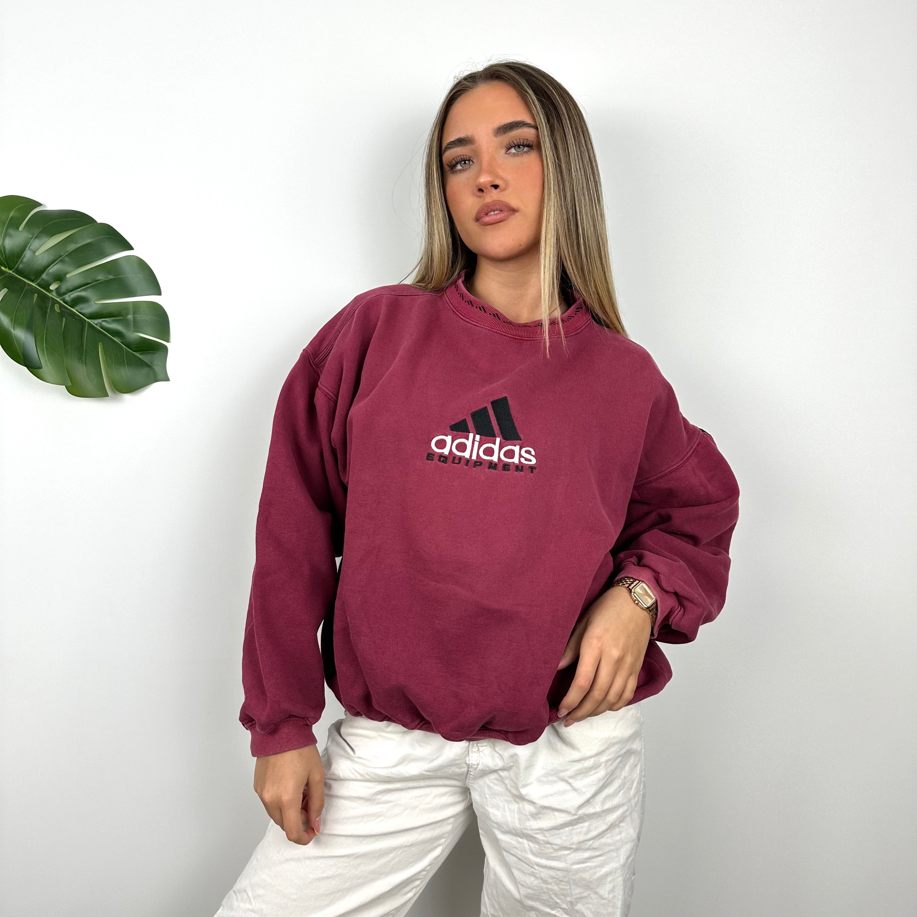 Adidas Equipment RARE Maroon Embroidered Spell Out Sweatshirt (M)