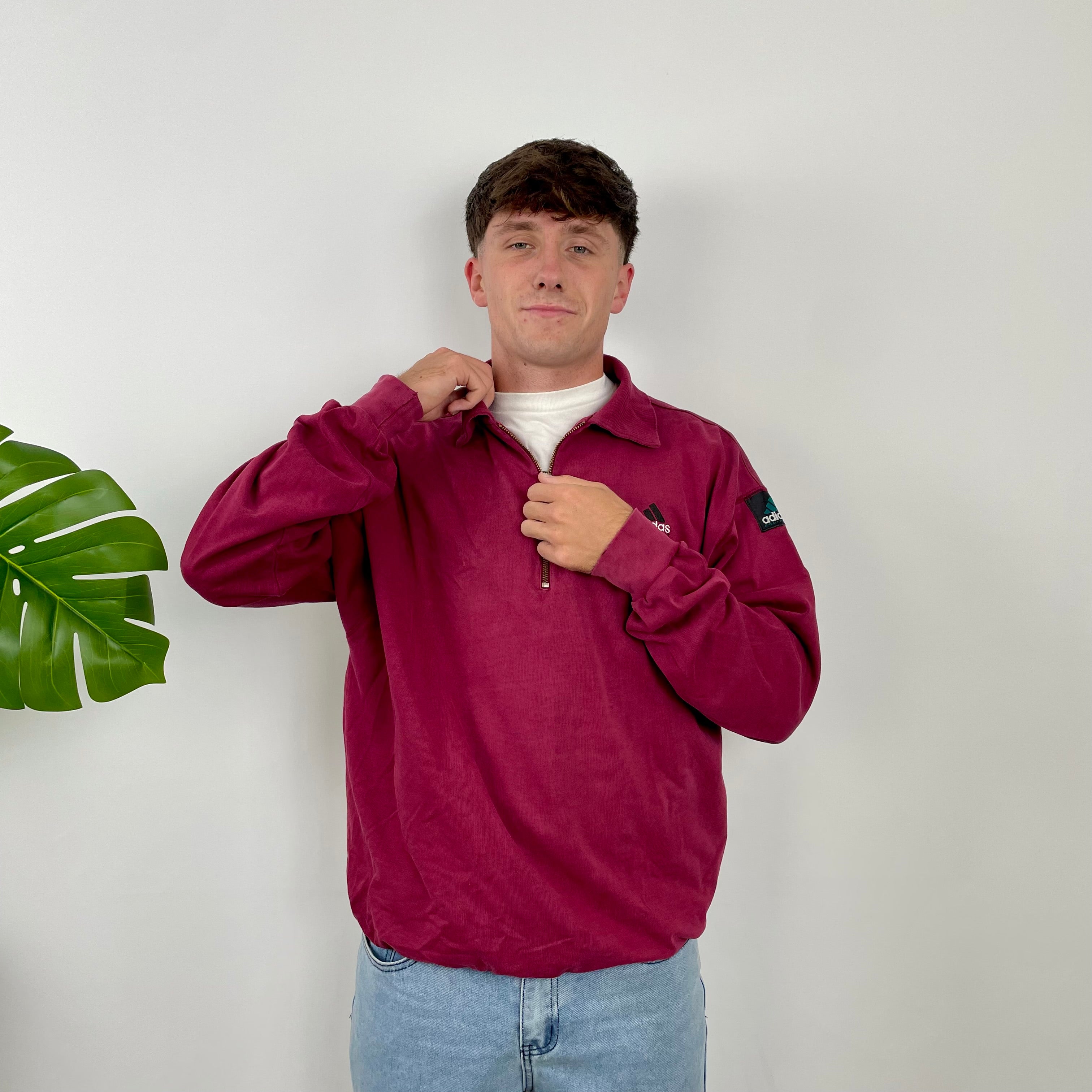Adidas Equipment Maroon Embroidered Spell Out Sweatshirt (L)