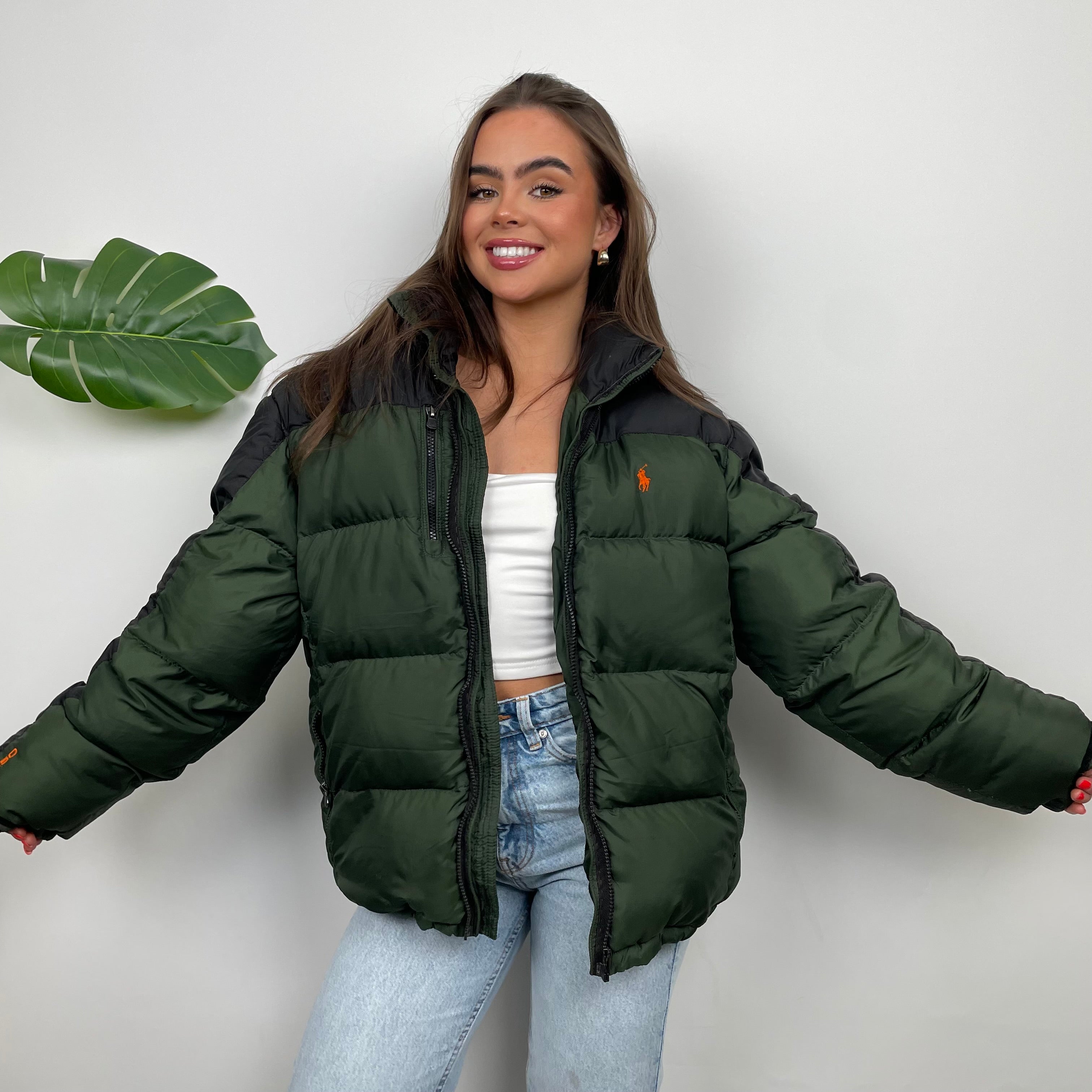 Polo Ralph Lauren Green Embroidered Logo Puffer Jacket (L)