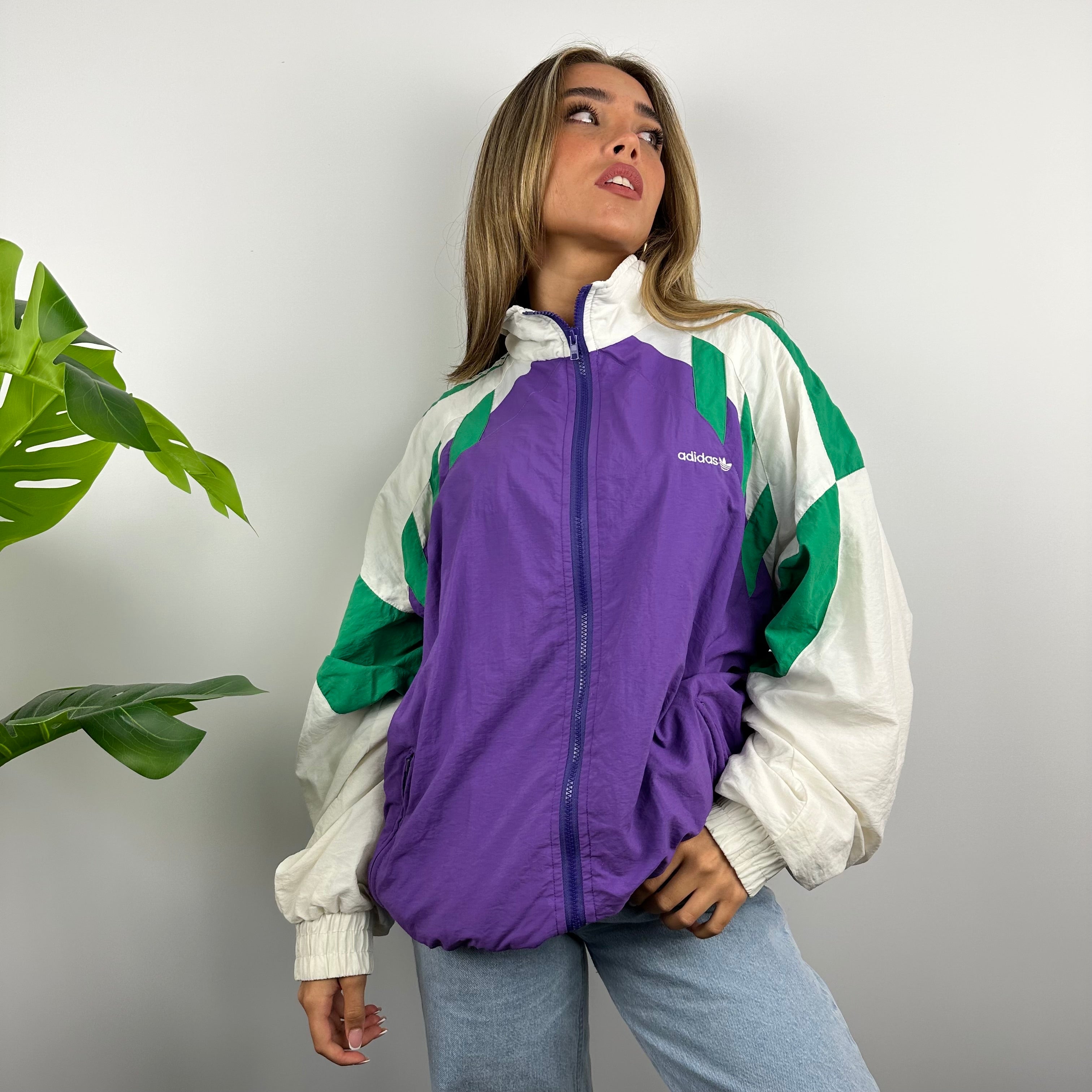 Adidas RARE Colour Block Embroidered Spell Out Windbreaker Jacket (L)