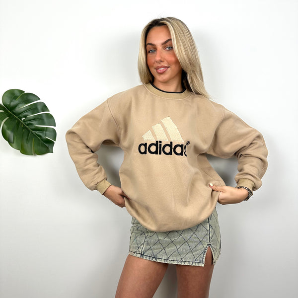 Adidas Coffee Embroidered Spell Out Sweatshirt (M)