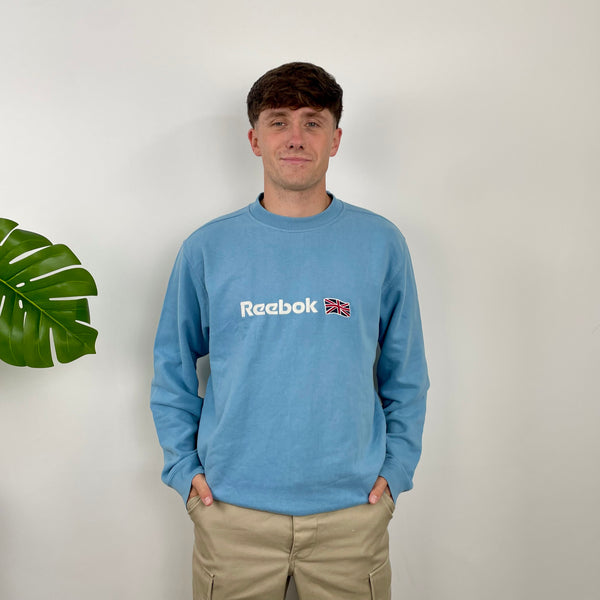 Reebok Baby Blue Embroidered Spell Out Sweatshirt (L)