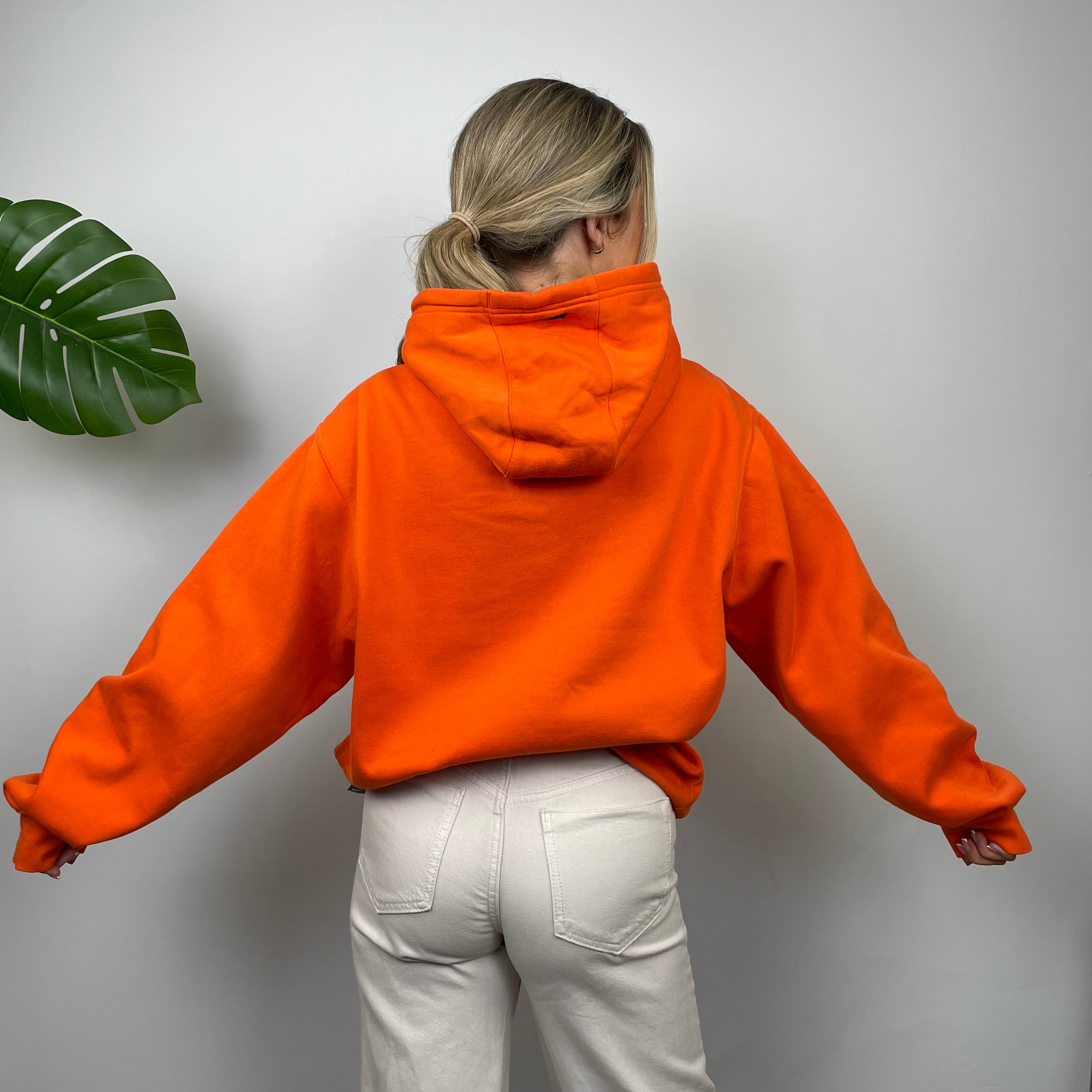 Nike RARE Orange Embroidered Spell Out Hoodie (M)