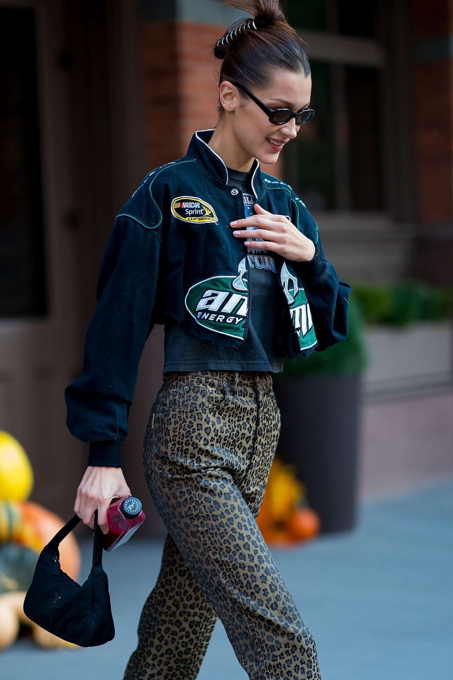 AMP Energy RARE Black NASCAR Racing Jacket as worn by Bella Hadid (L)