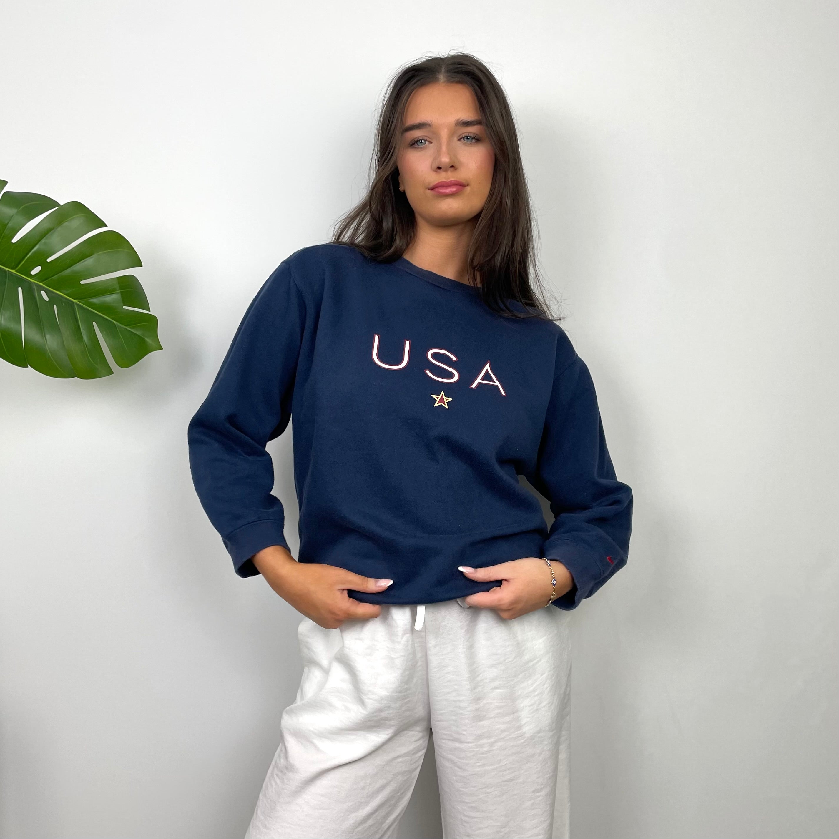 Nike X USA Navy Embroidered Spell Out Sweatshirt (S)