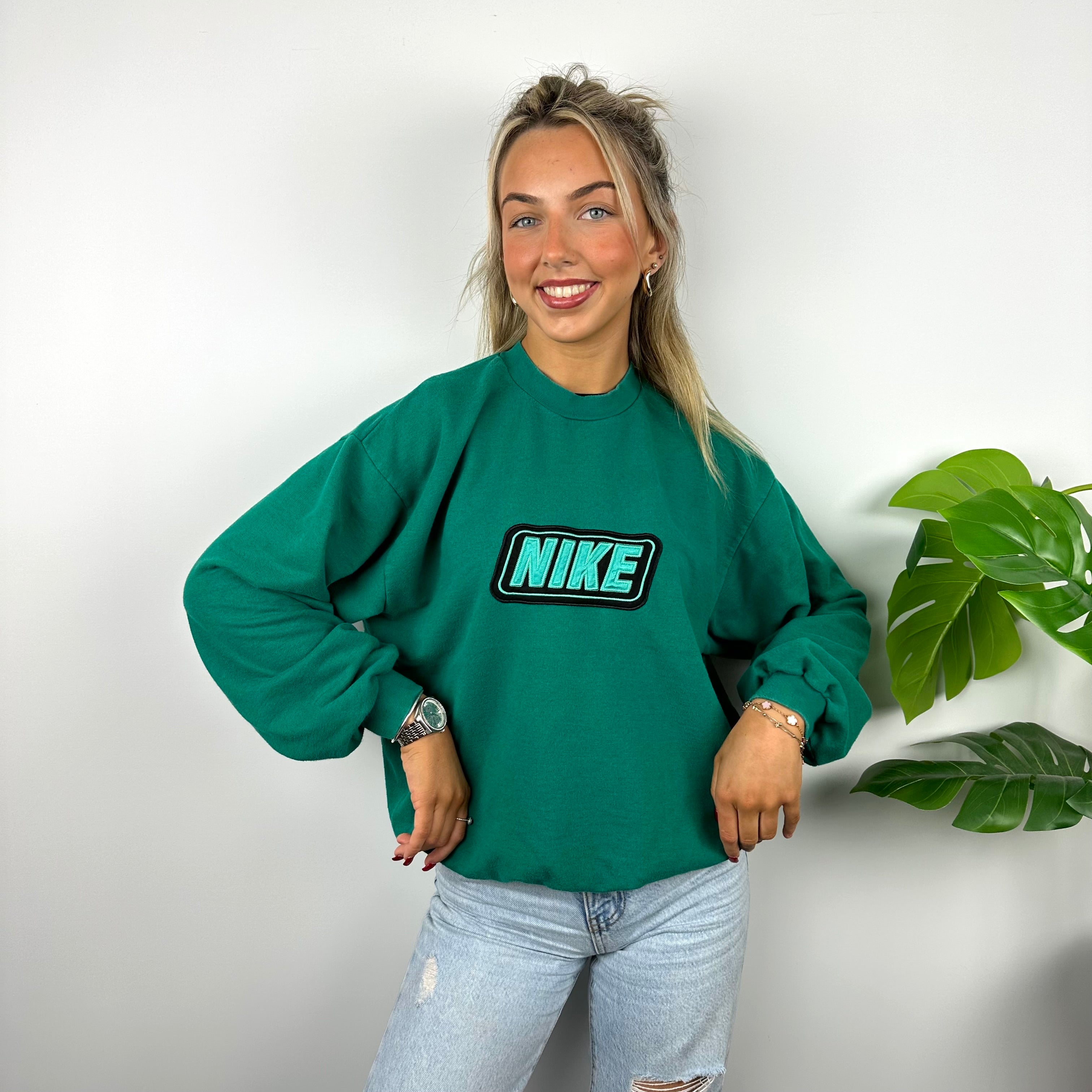 Nike Green Embroidered Spell Out Sweatshirt (M)