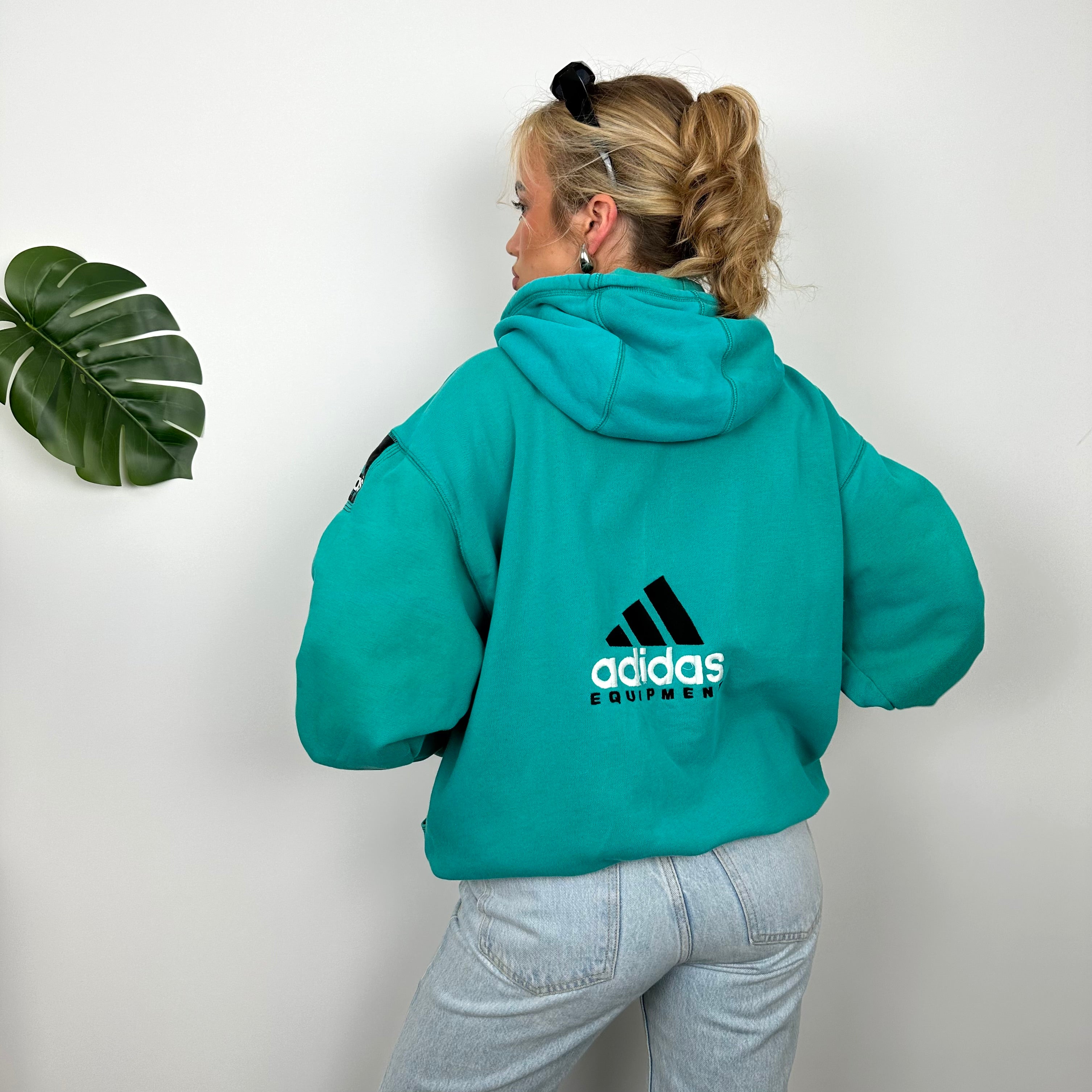 Adidas Equipment EQT RARE Turquoise Embroidered Spell Out Zip Up Hoodie Jacket (L)