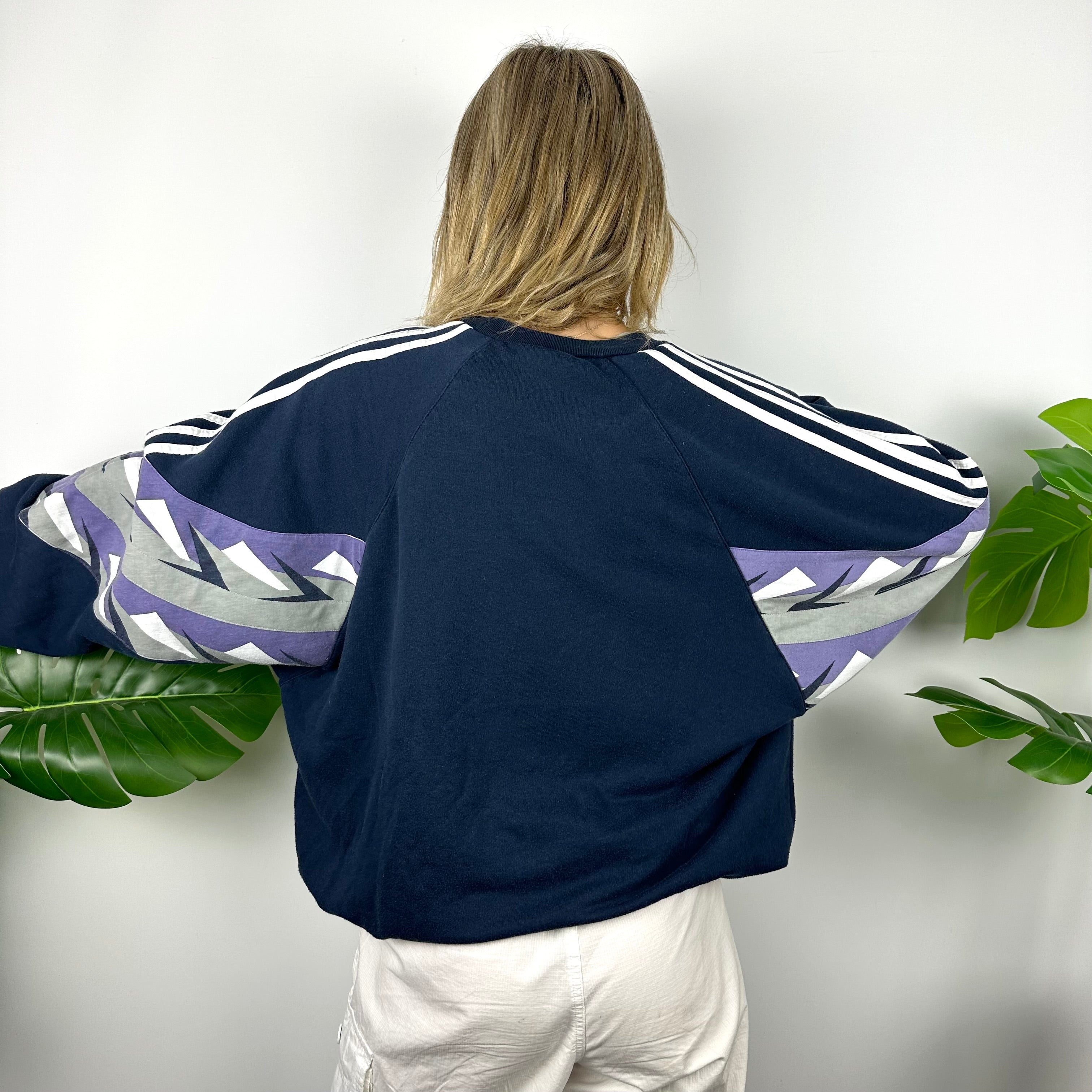 Adidas Colour Block Embroidered Spell Out Sweatshirt (XL)
