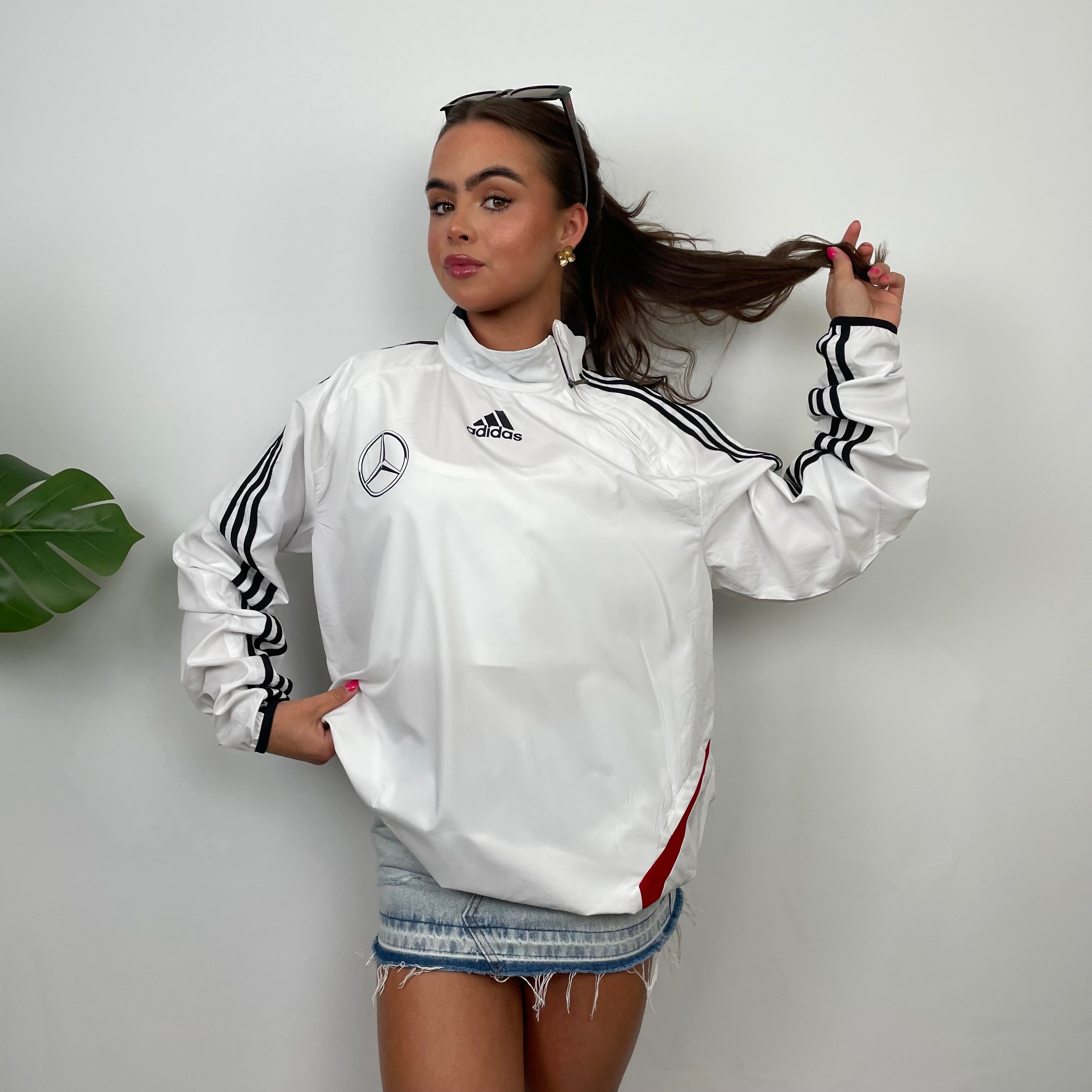 Adidas x Mercedes Benz Embroidered Spell Out Pullover Windbreaker Jacket (XL)