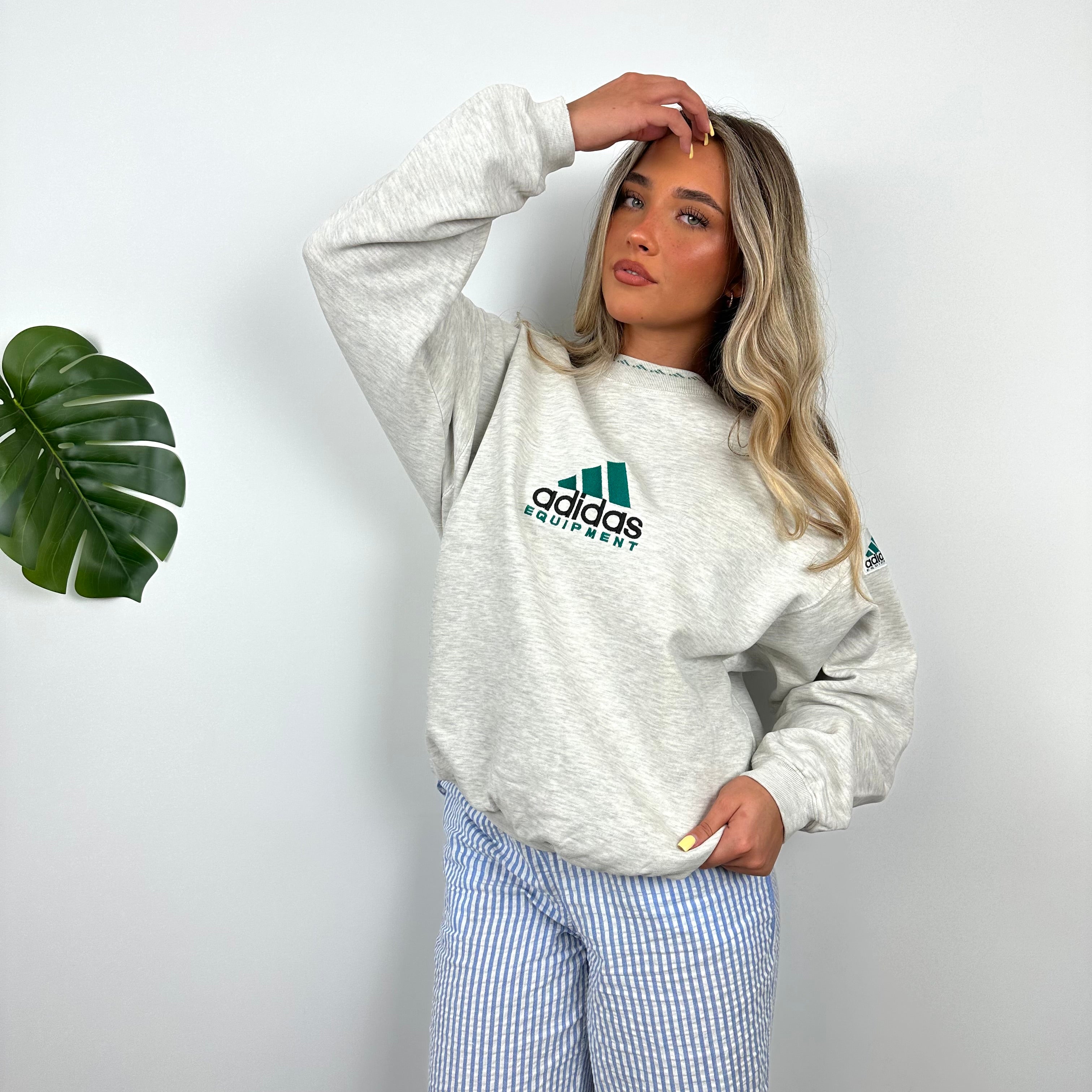 Adidas Equipment Grey Embroidered Spell Out Sweatshirt (S)