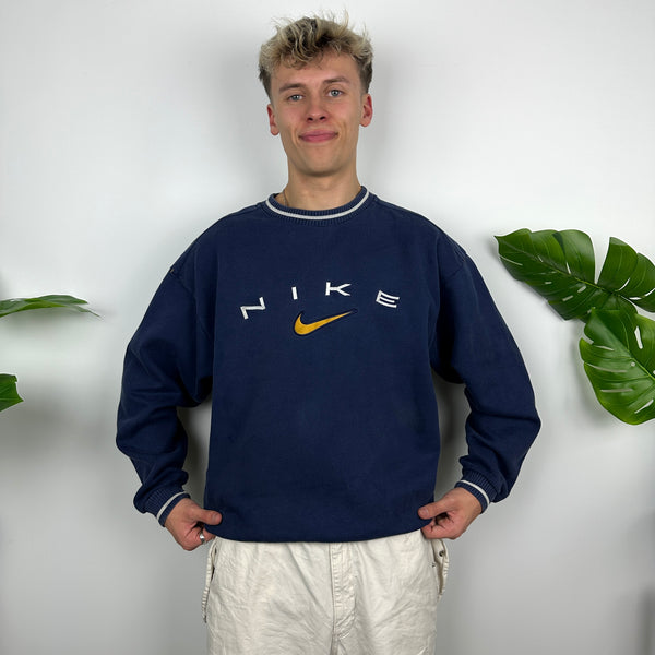 Nike Navy Embroidered Spell Out Sweatshirt (M)