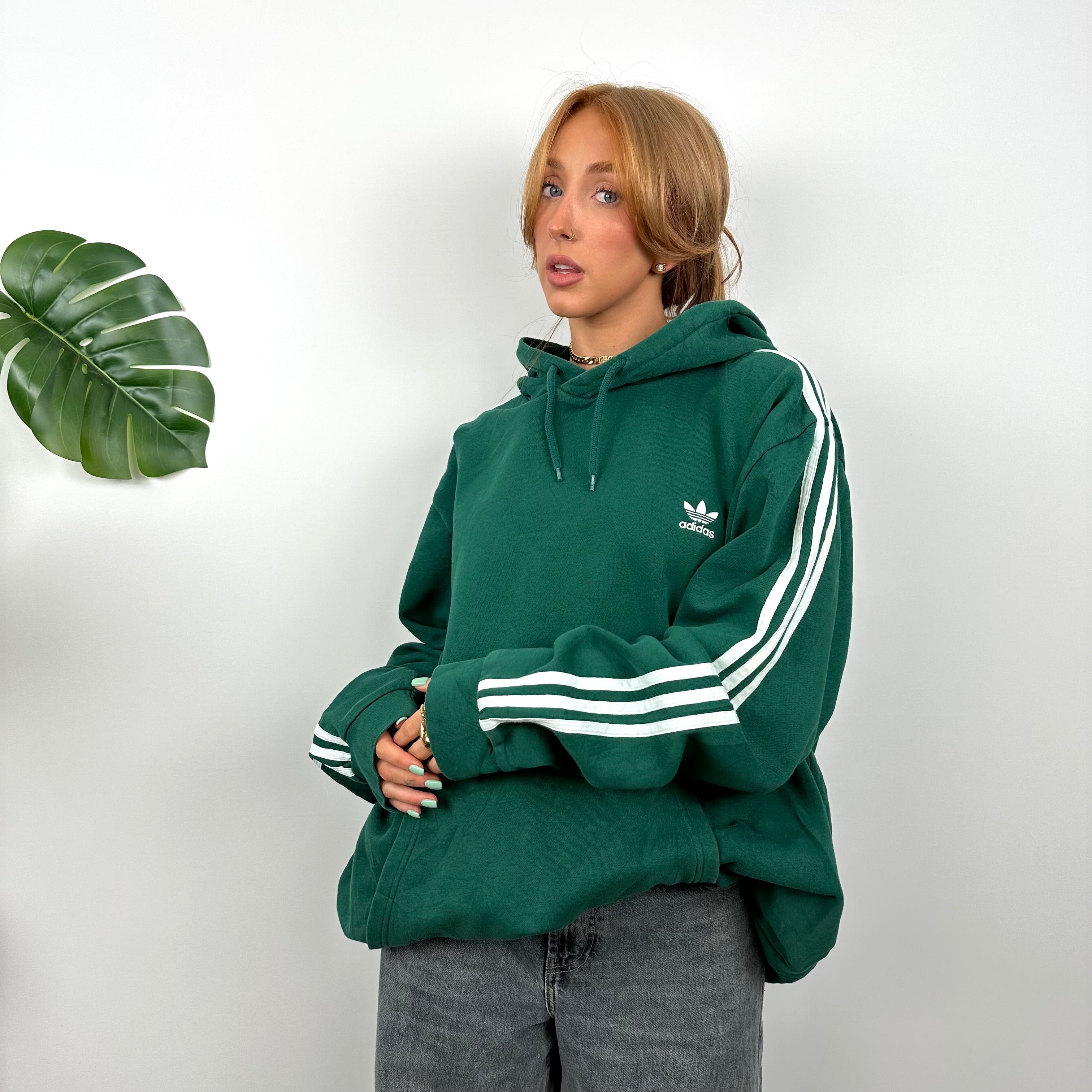 Adidas RARE Green Embroidered Spell Out Hoodie (XXL)