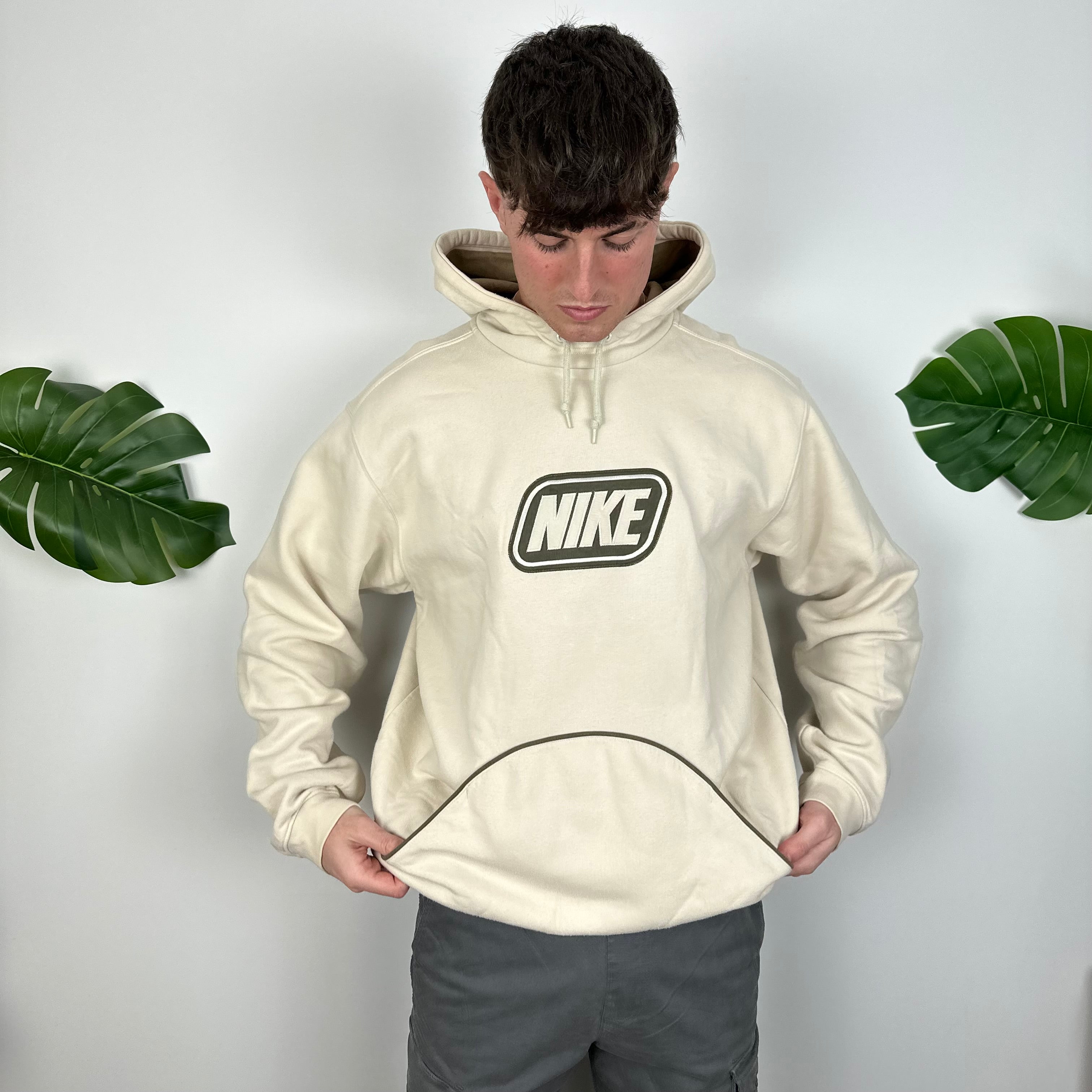 Nike Cream Embroidered Spell Out Hoodie as worn by Molly Mae (L)