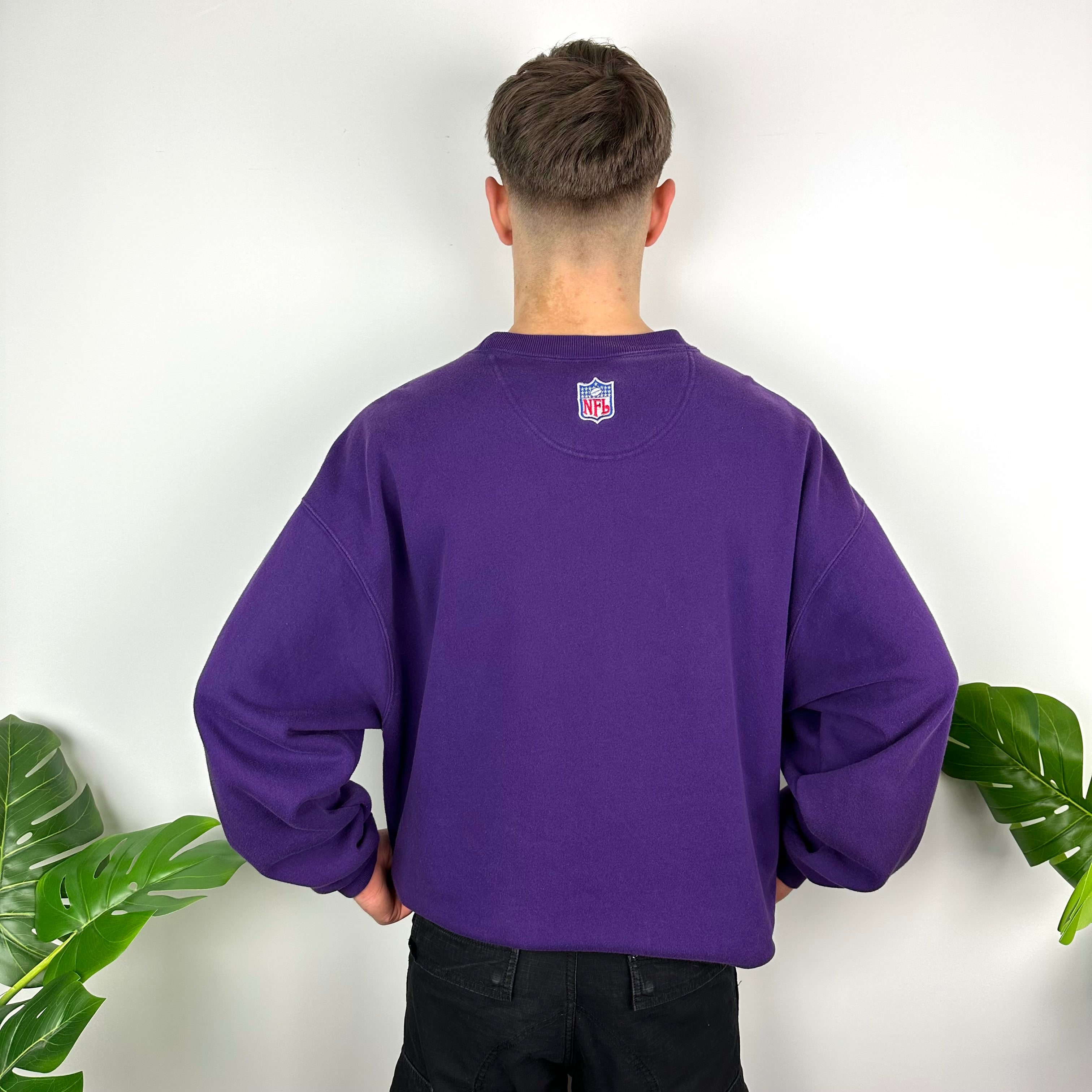 Nike x Minnesota Vikings Purple Embroidered Spell Out Sweatshirt (XL)