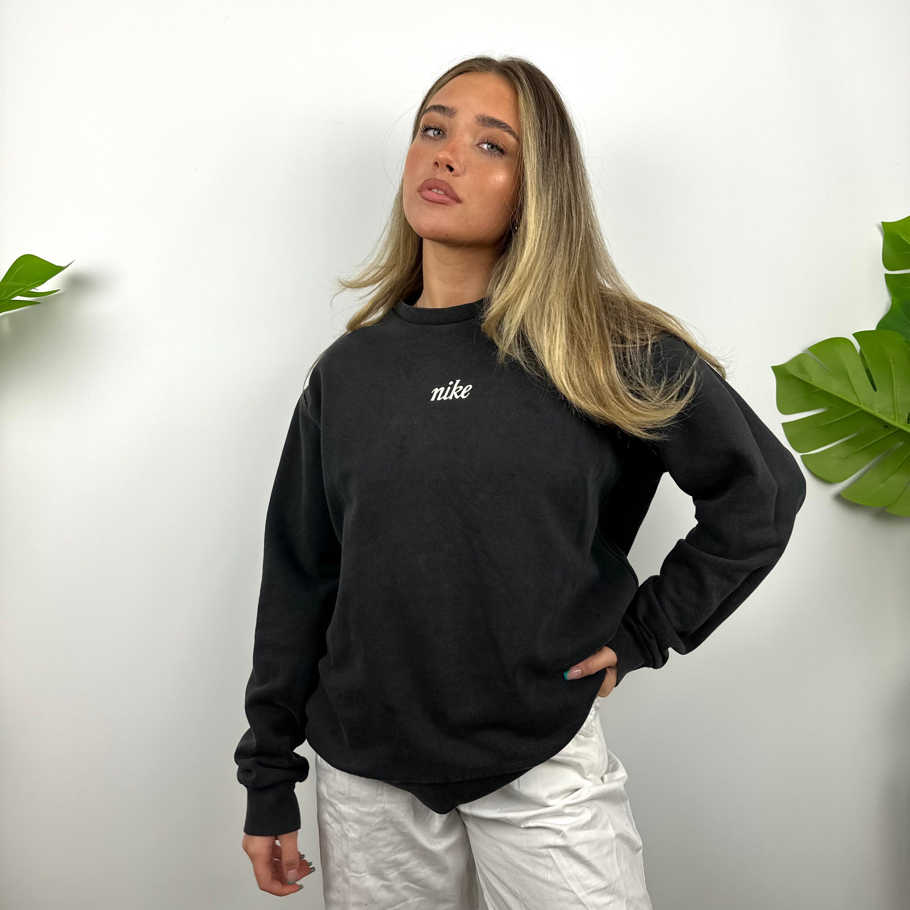 Nike Black Embroidered Spell Out Sweatshirt (L)