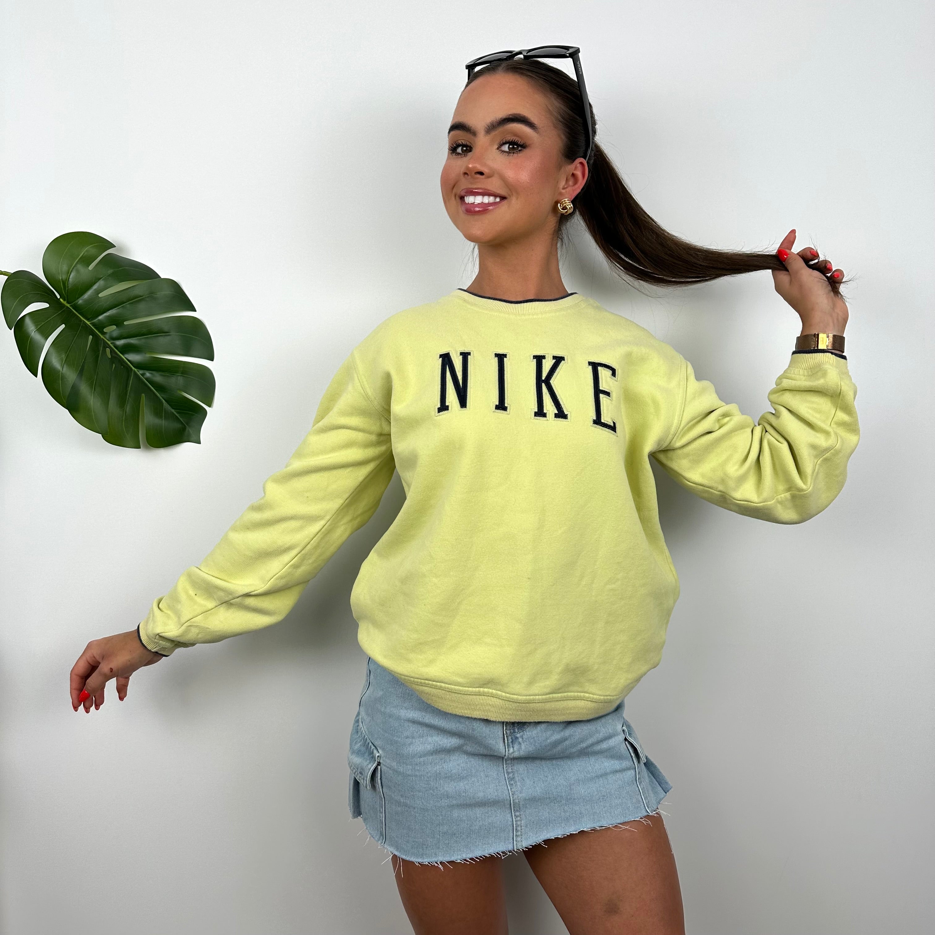 Nike Lime Embroidered Spell Out Sweatshirt (S)