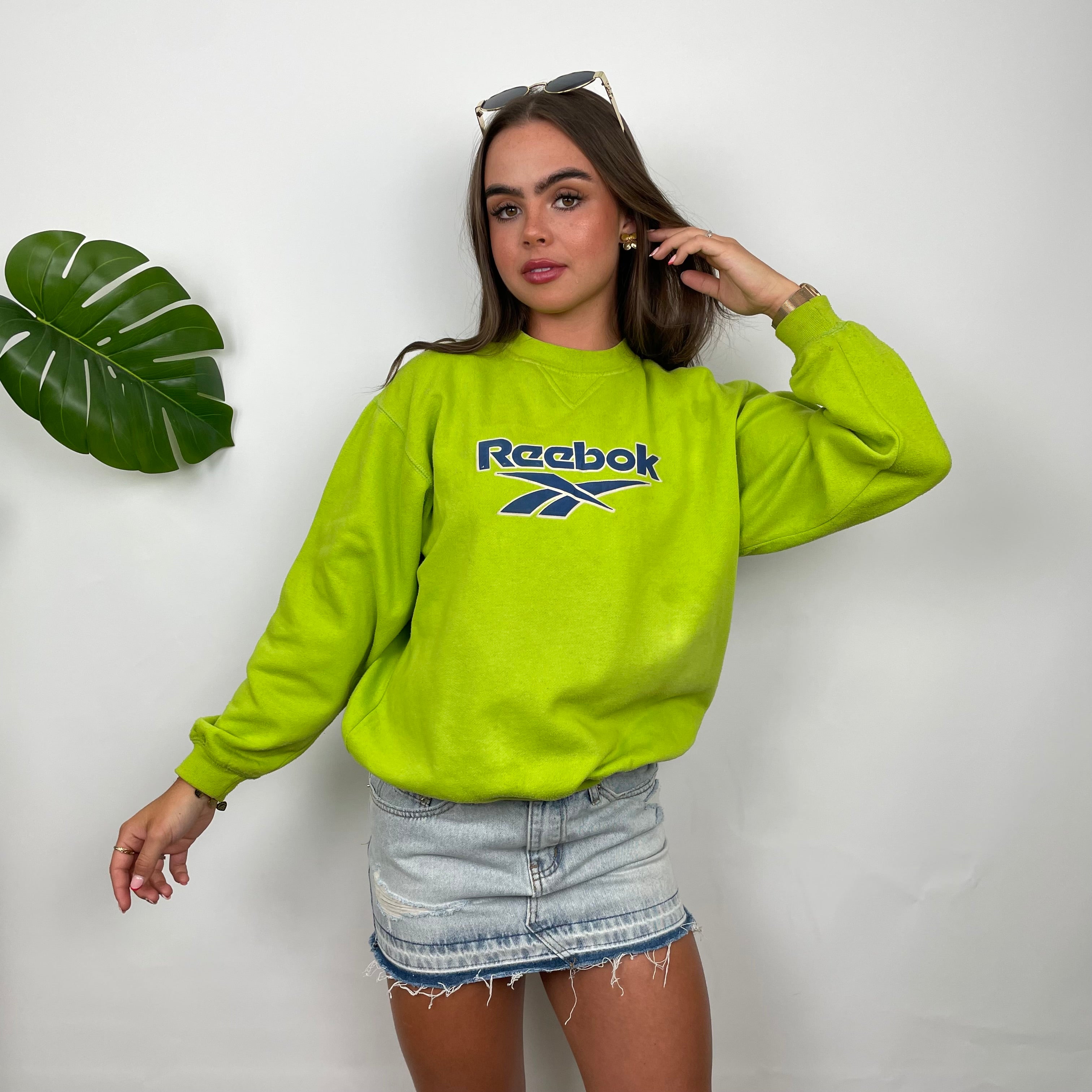 Reebok RARE Green Embroidered Spell Out Sweatshirt (XS)