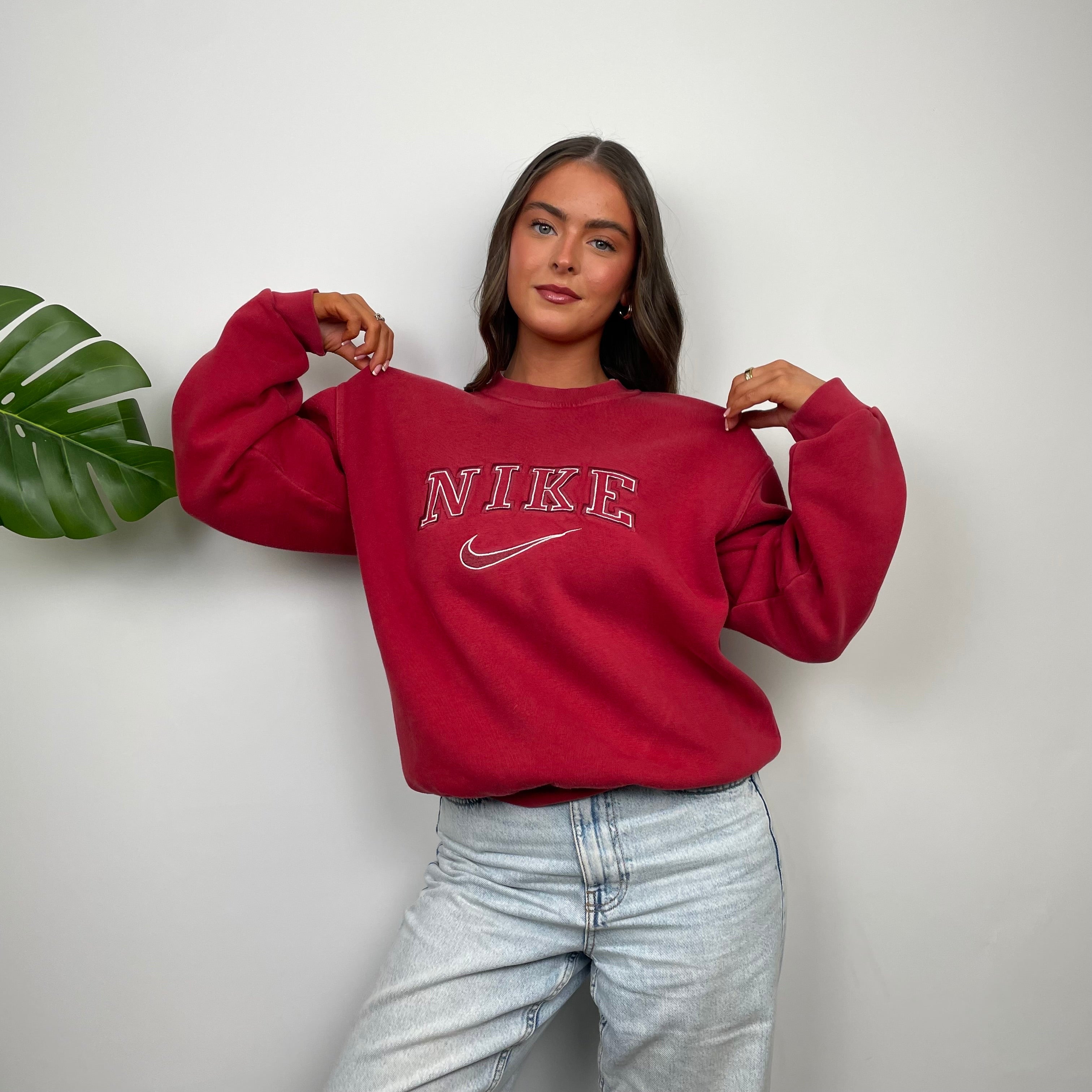 Nike Red Embroidered Spell Out Sweatshirt (L)