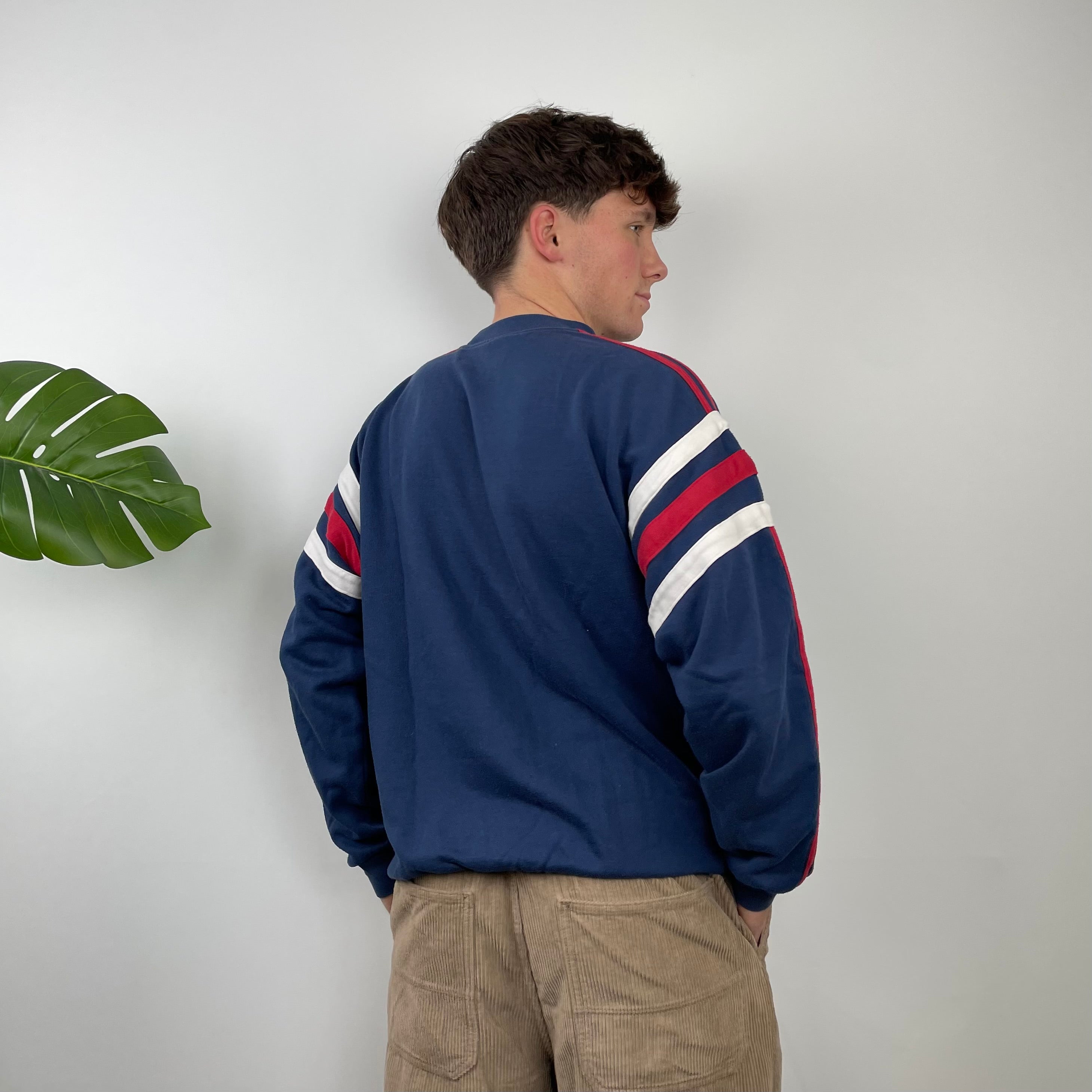 Adidas Navy Embroidered Spell Out Sweatshirt (L)