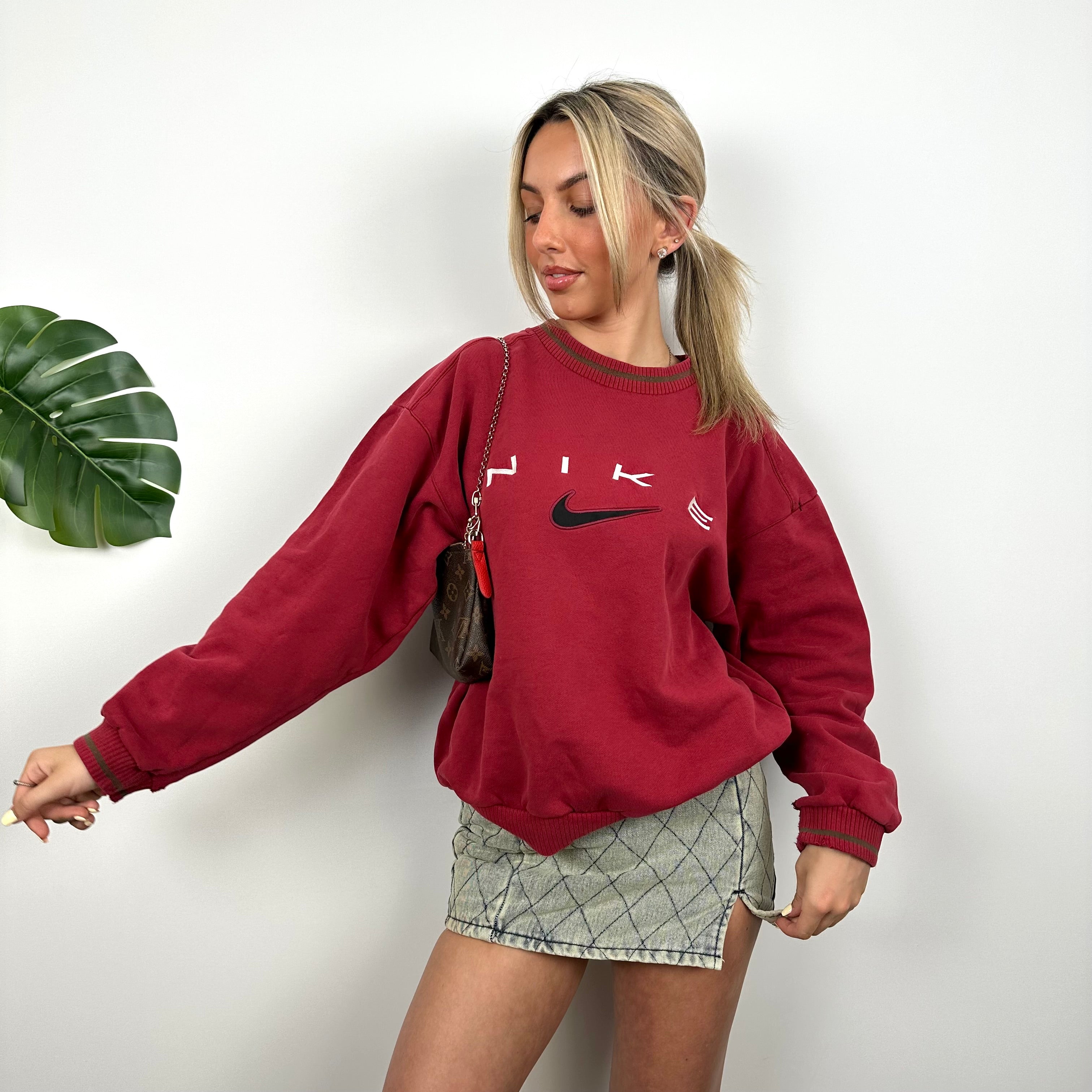 Nike Red Embroidered Spell Out Sweatshirt (M)