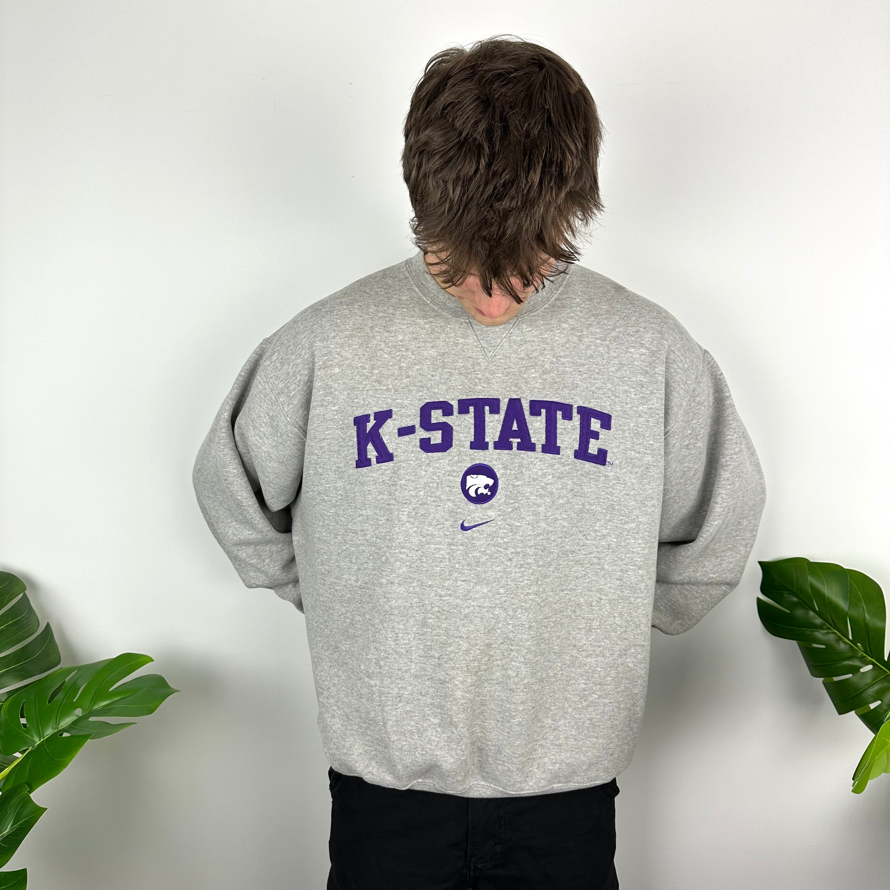 Nike x K State Grey Embroidered Spell Out Sweatshirt (XL)