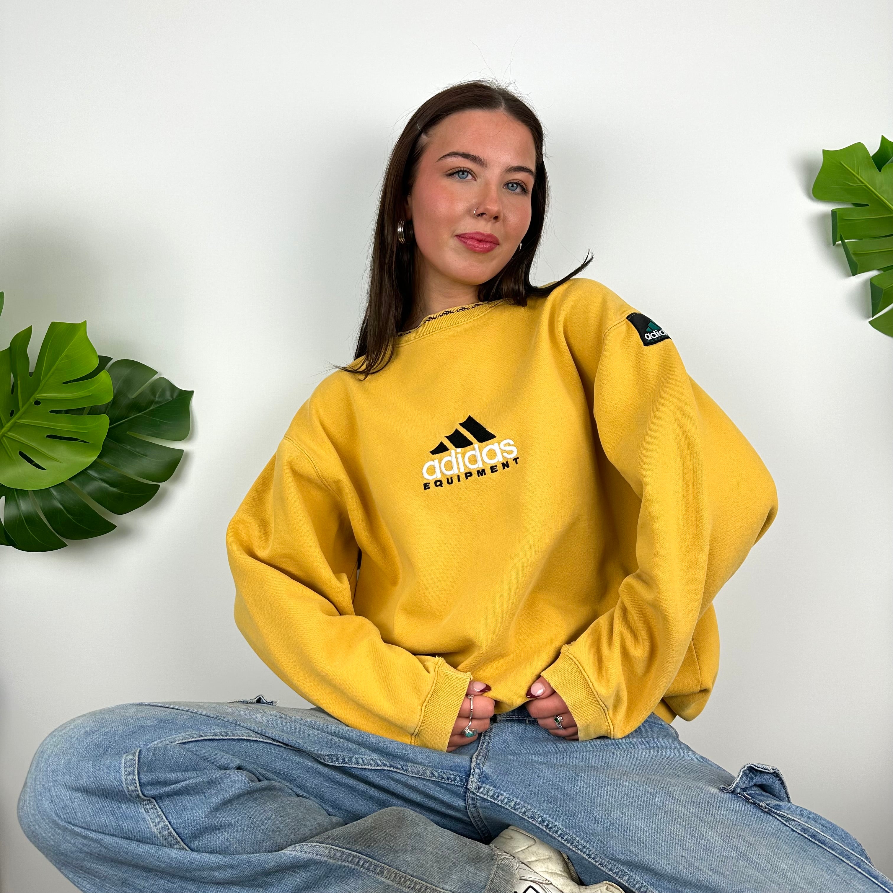 Adidas Equipment EQT RARE Yellow Embroidered Spell Out Sweatshirt (L)