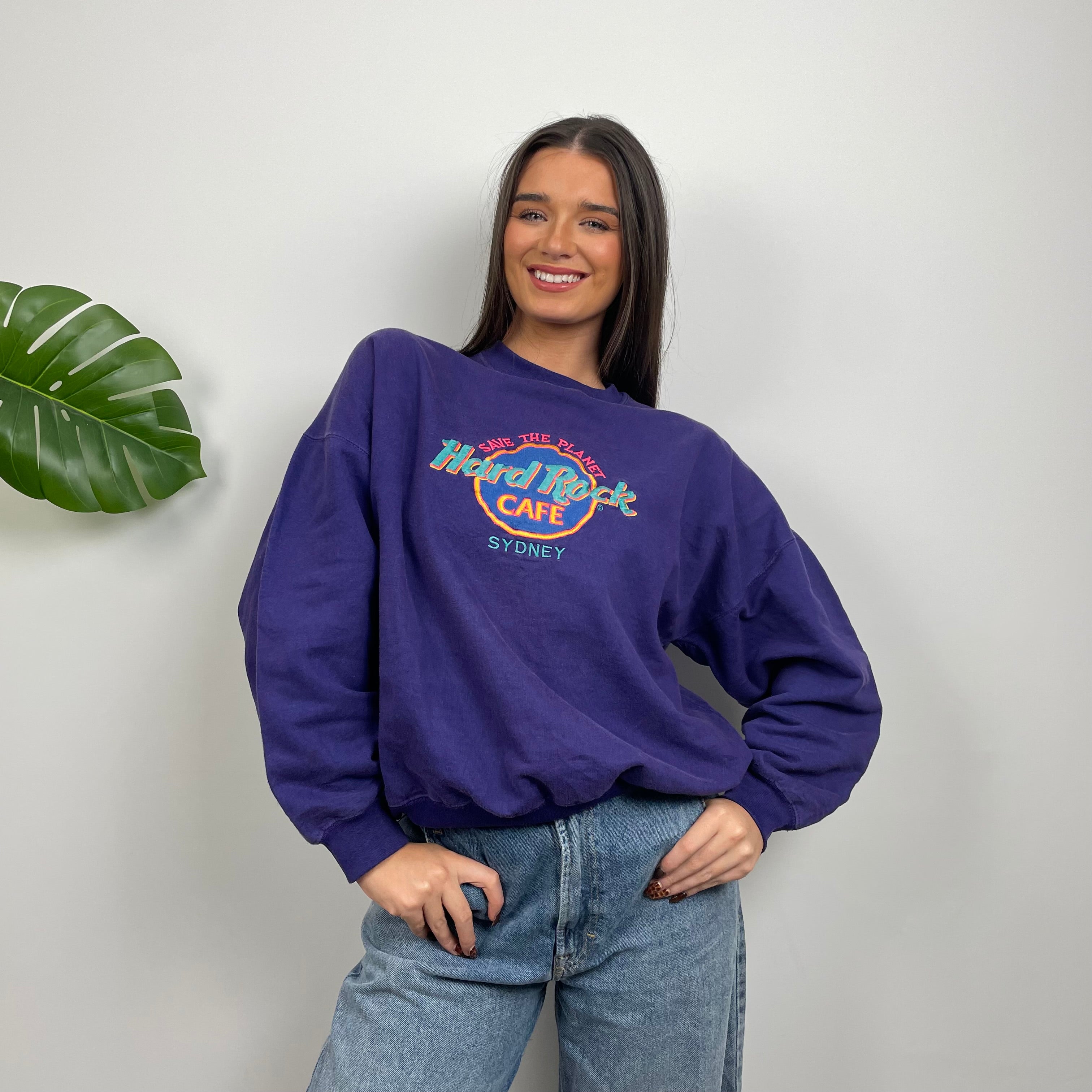 Hard Rock Cafe Sydney Purple Spell Out Sweatshirt (M)