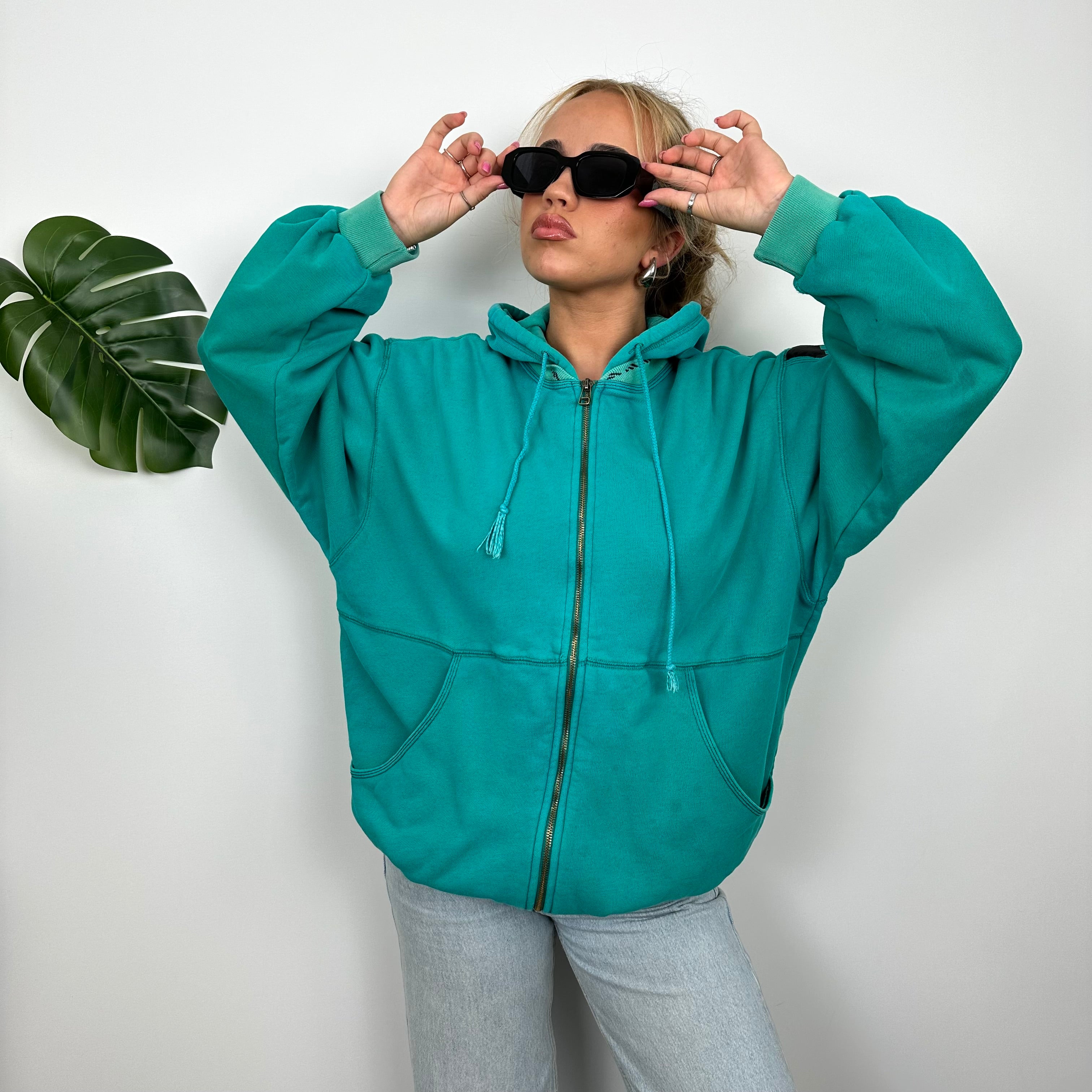 Adidas Equipment EQT RARE Turquoise Embroidered Spell Out Zip Up Hoodie Jacket (L)