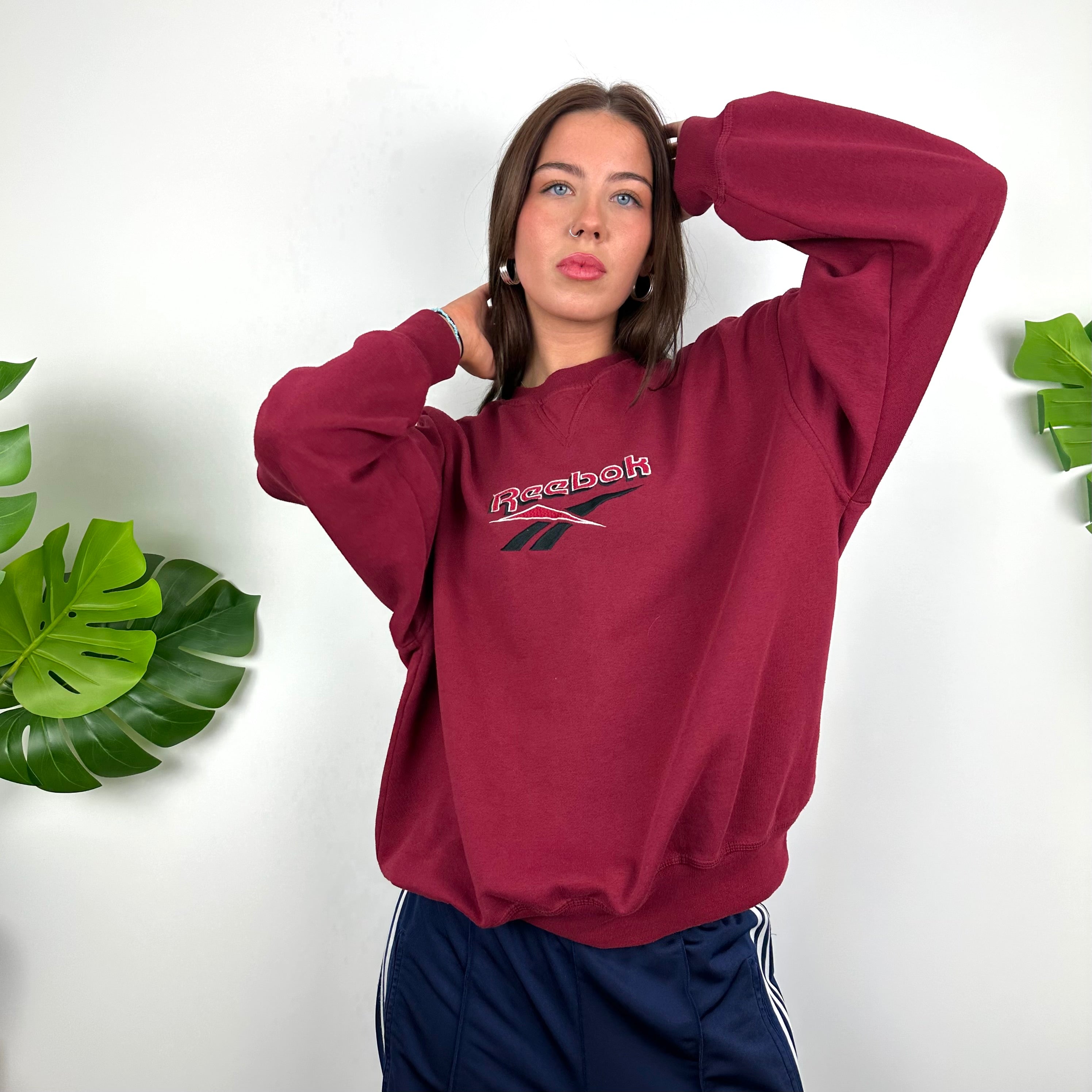 Reebok Red Embroidered Spell Out Sweatshirt (M)