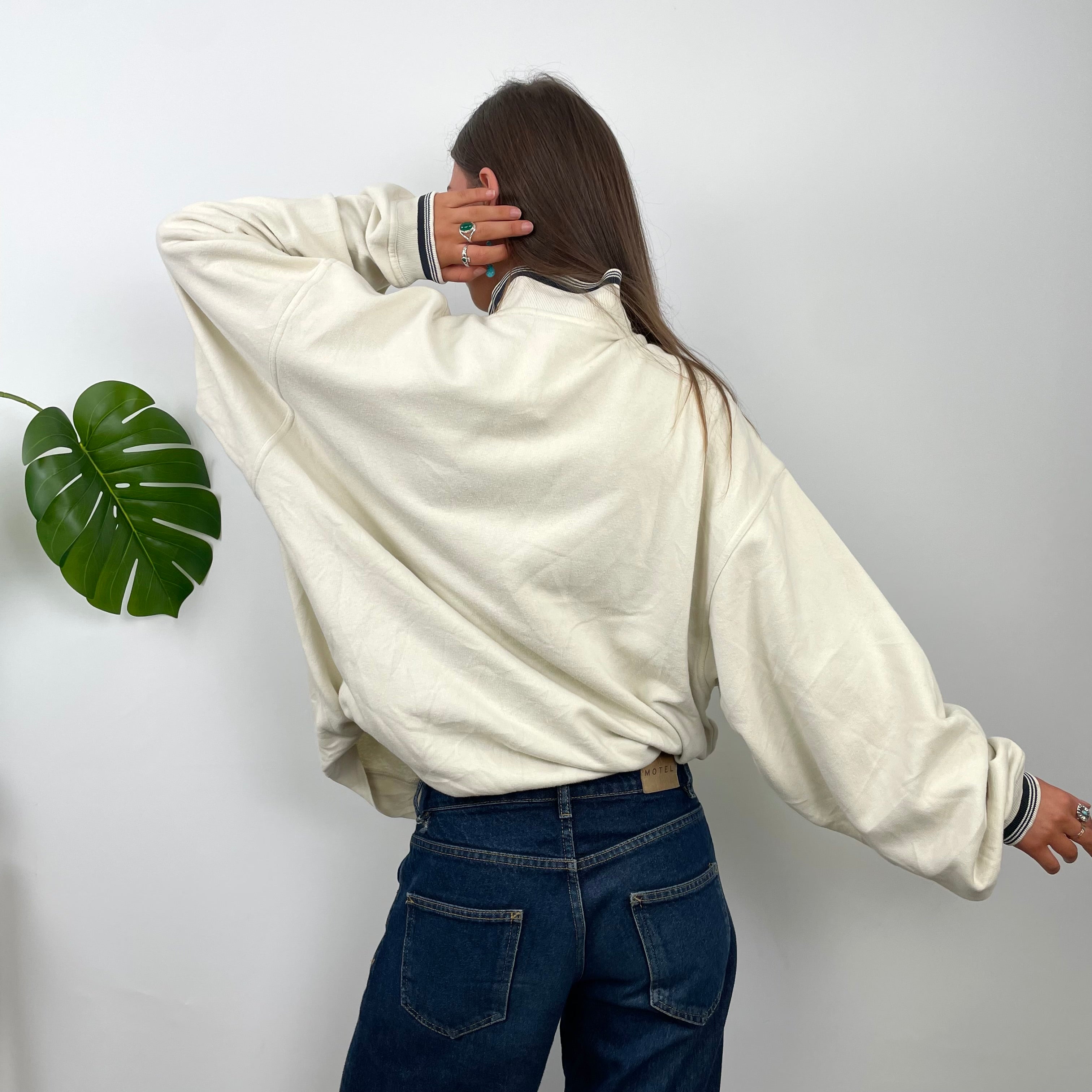 Adidas Cream Quarter Zip Sweatshirt (L)