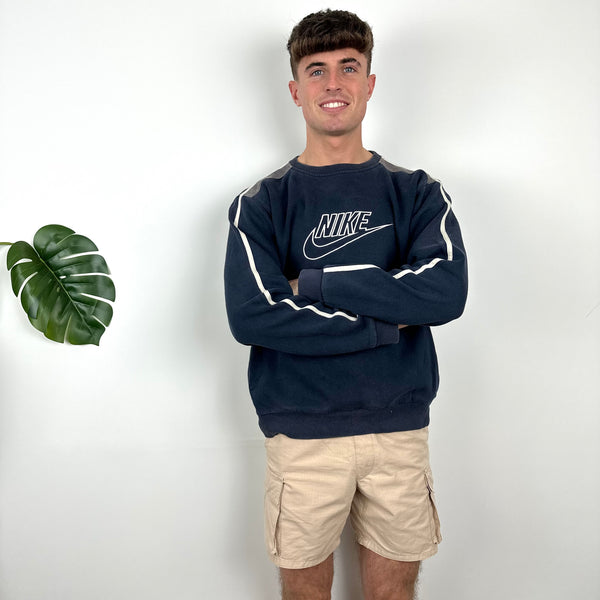 Nike Navy Embroidered Spell Out Sweatshirt (L)