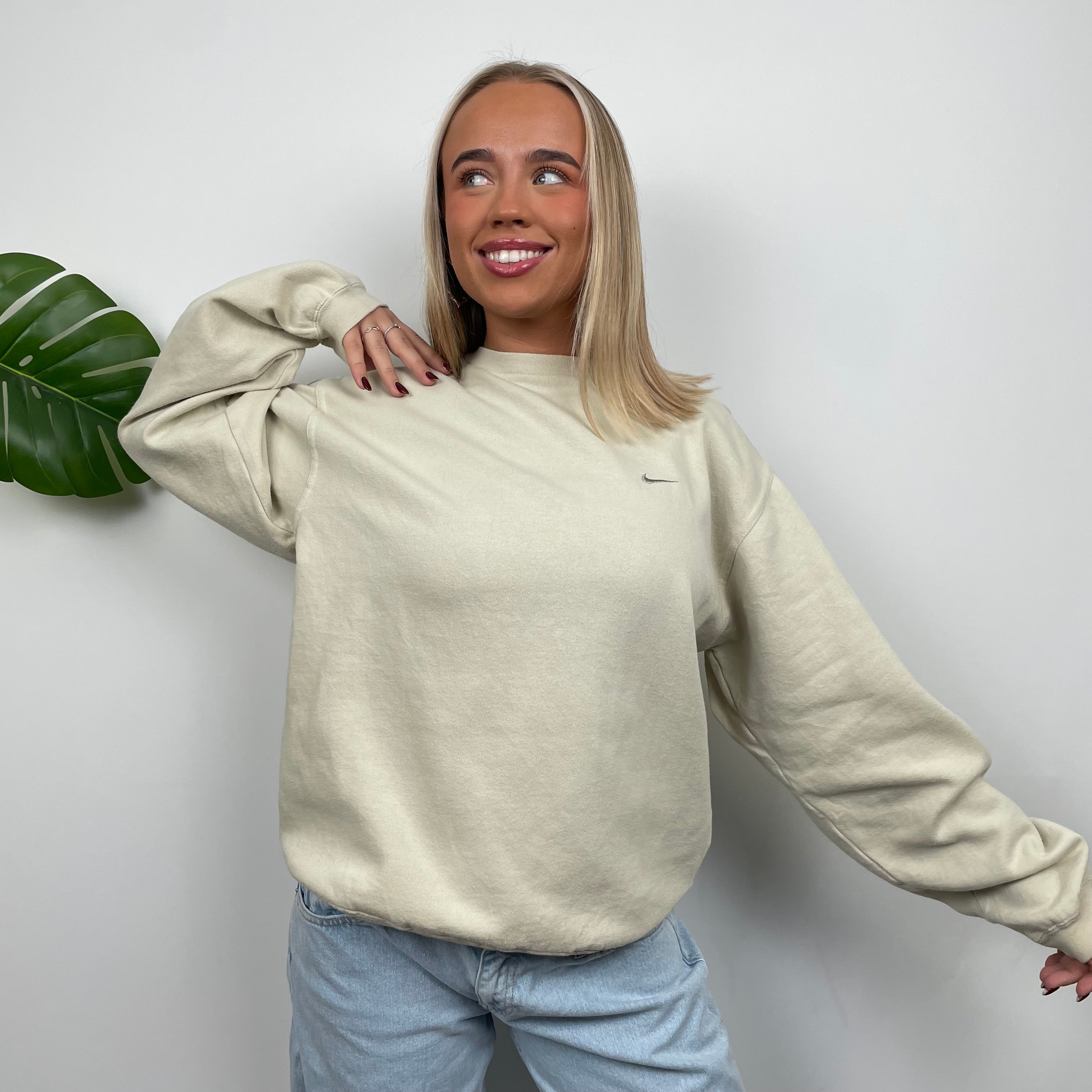 Nike Cream Embroidered Swoosh Sweatshirt (S)