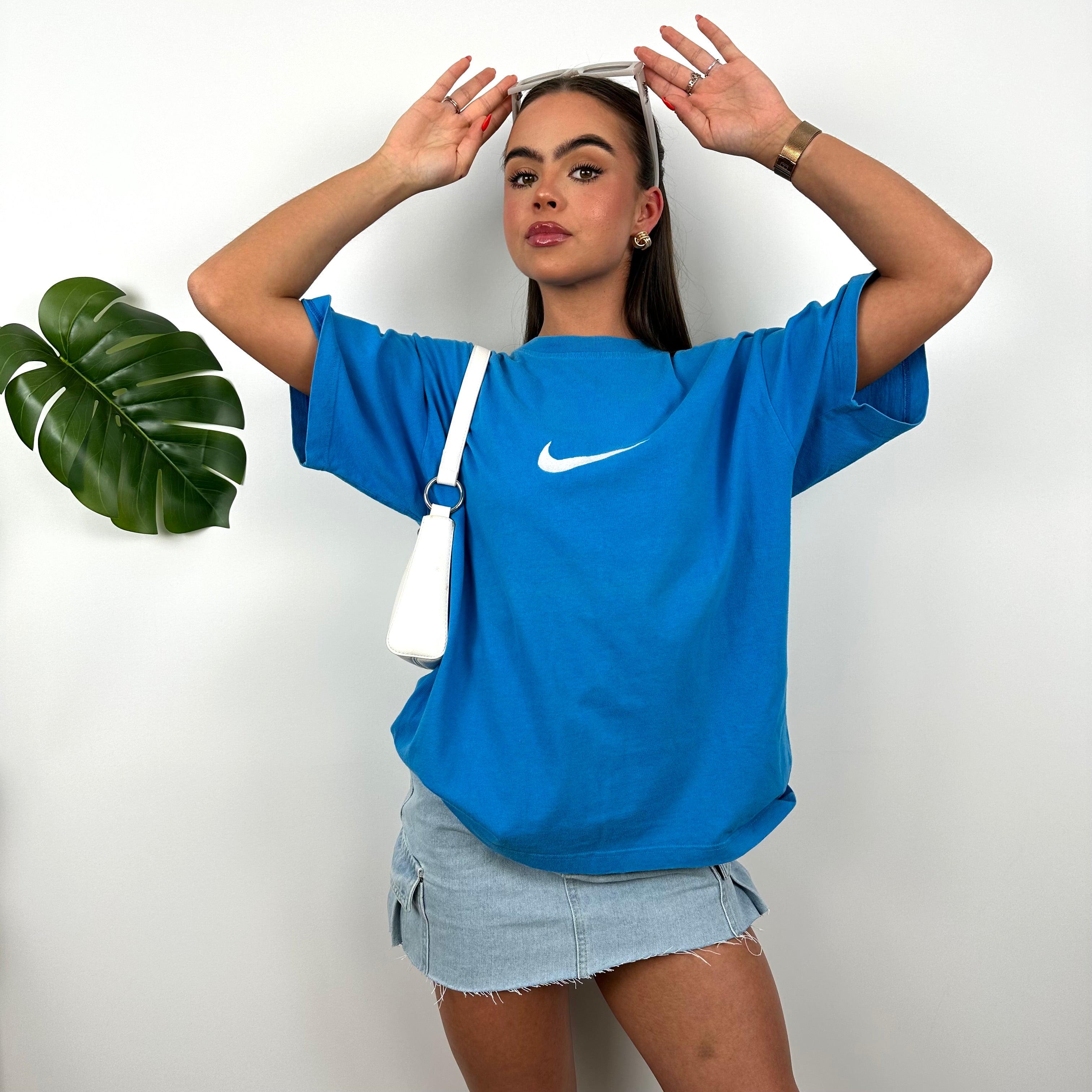 Nike Blue Embroidered Swoosh T Shirt (L)