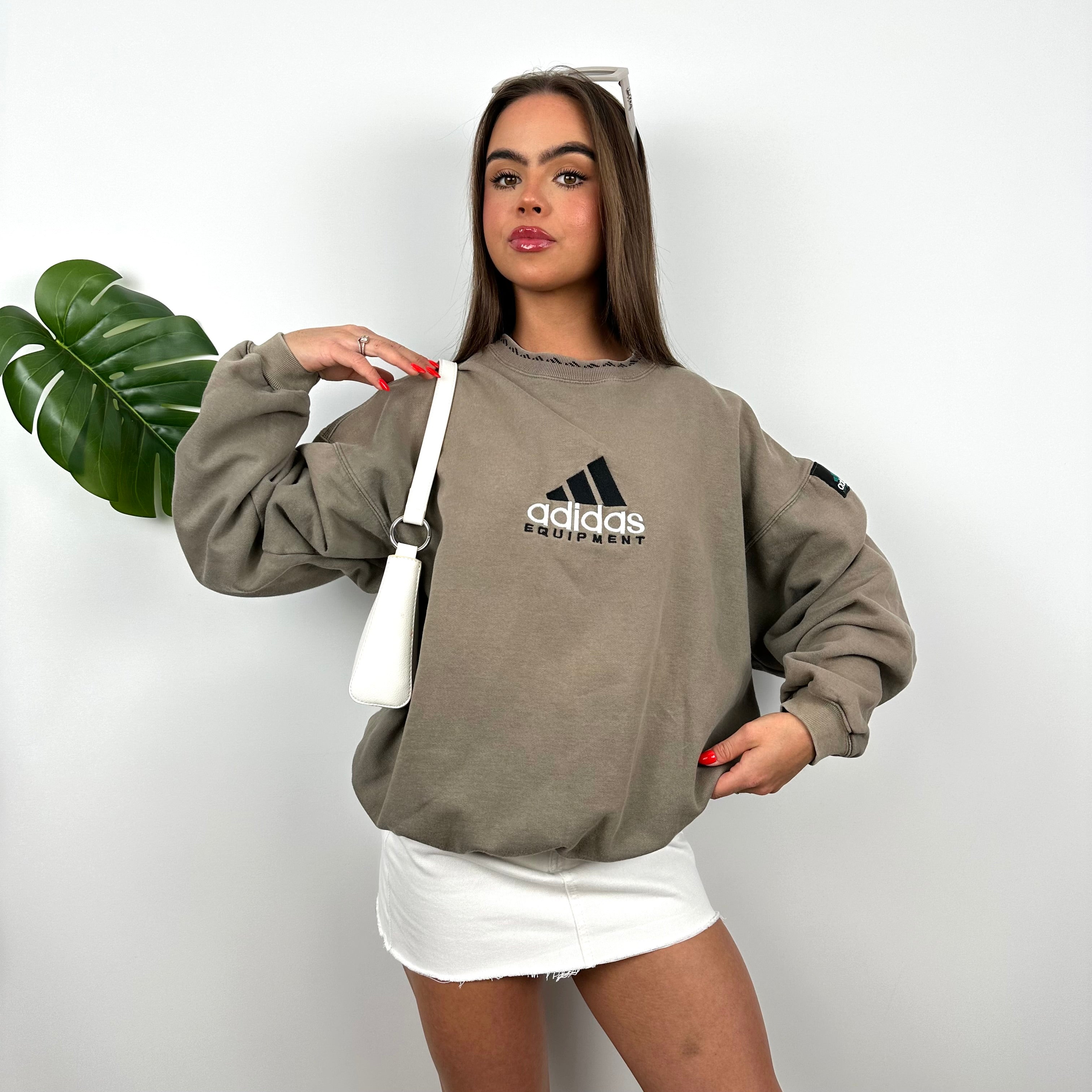 Adidas Equipment Mocha Embroidered Spell Out Sweatshirt (M)