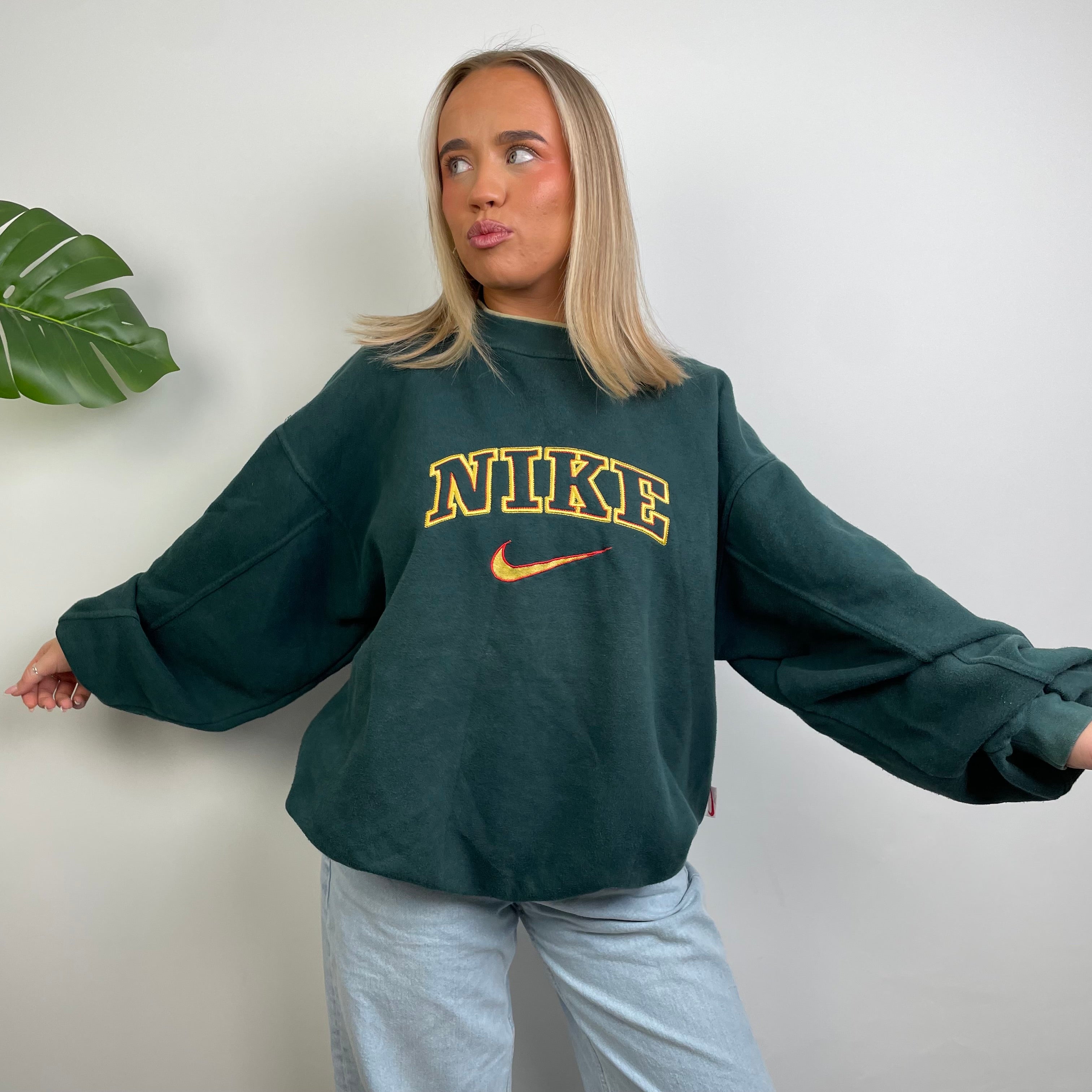 Nike Green Embroidered Spell Out Sweatshirt (L)