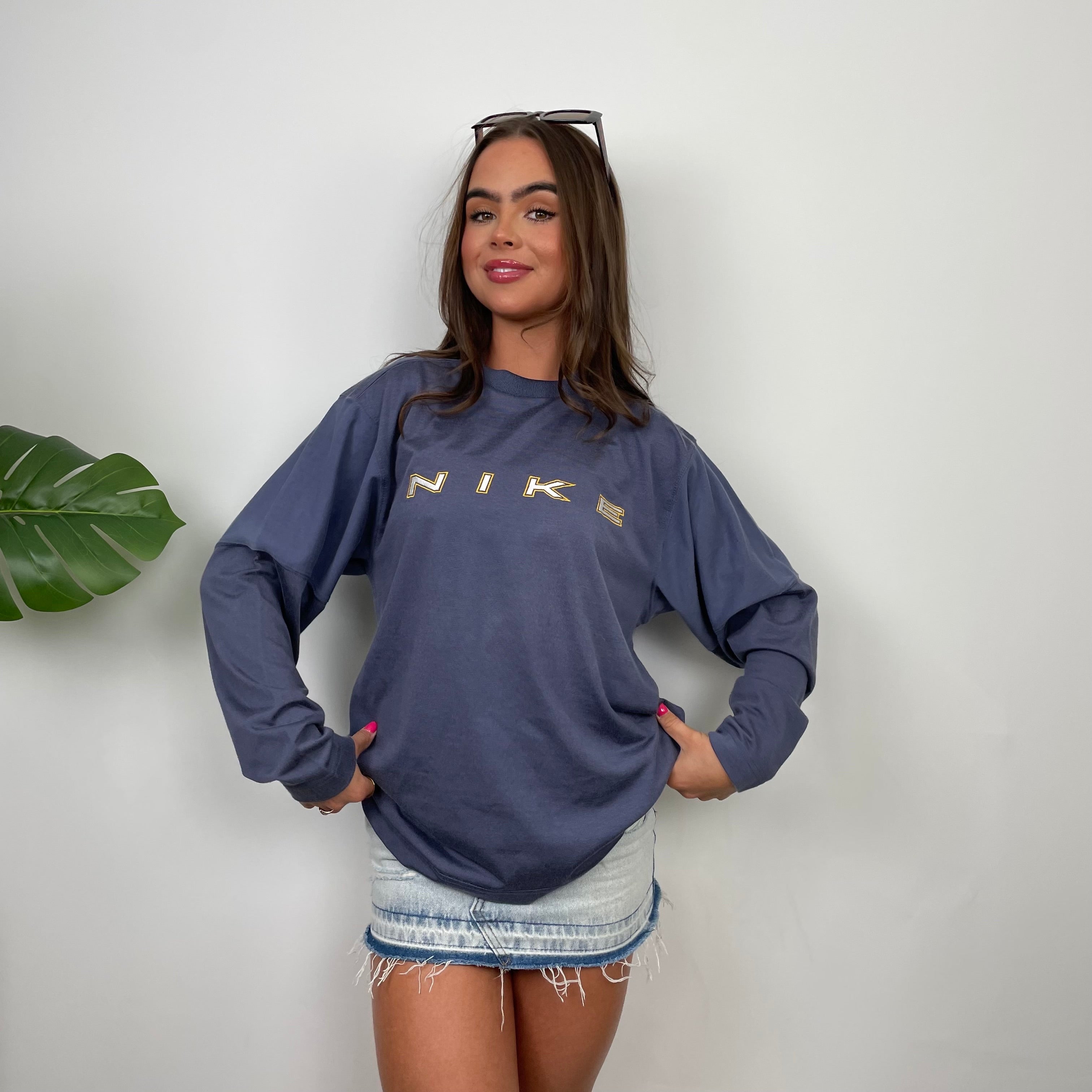 Nike Navy Embroidered Spell Out Sweatshirt (L)