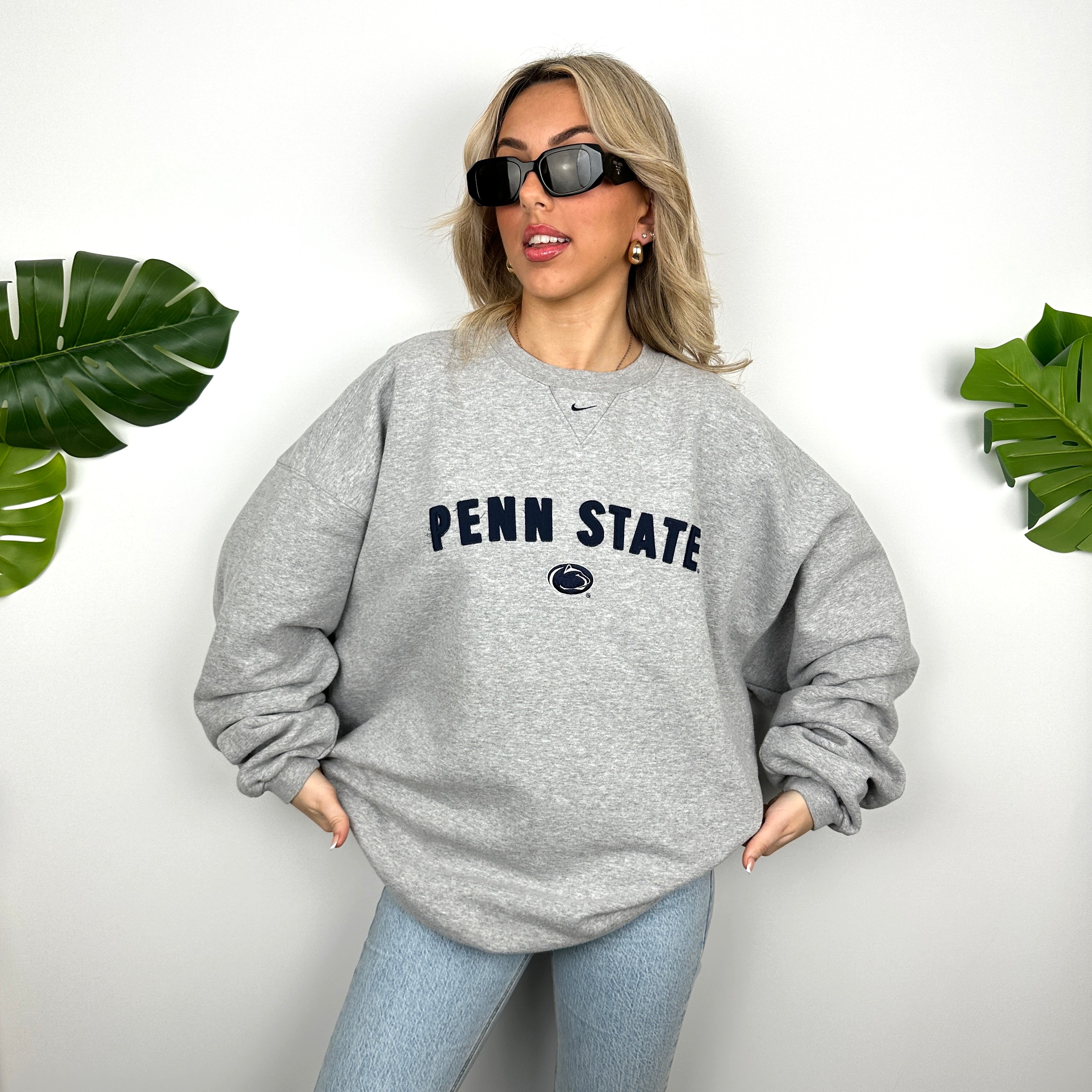 Nike x Penn State Grey Embroidered Spell Out Sweatshirt (XXL)