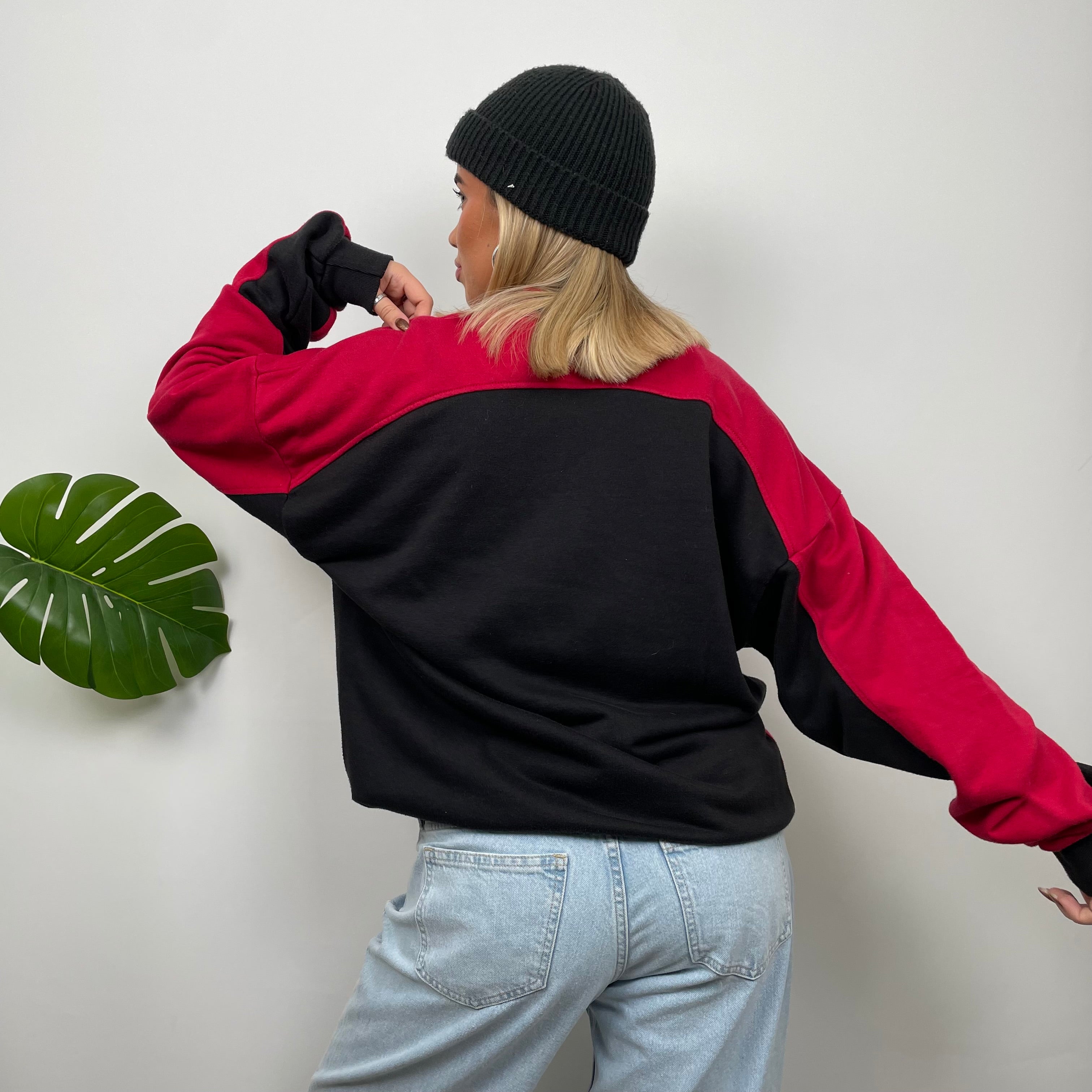 Adidas Red & Black Embroidered Spell Out Sweatshirt (L)