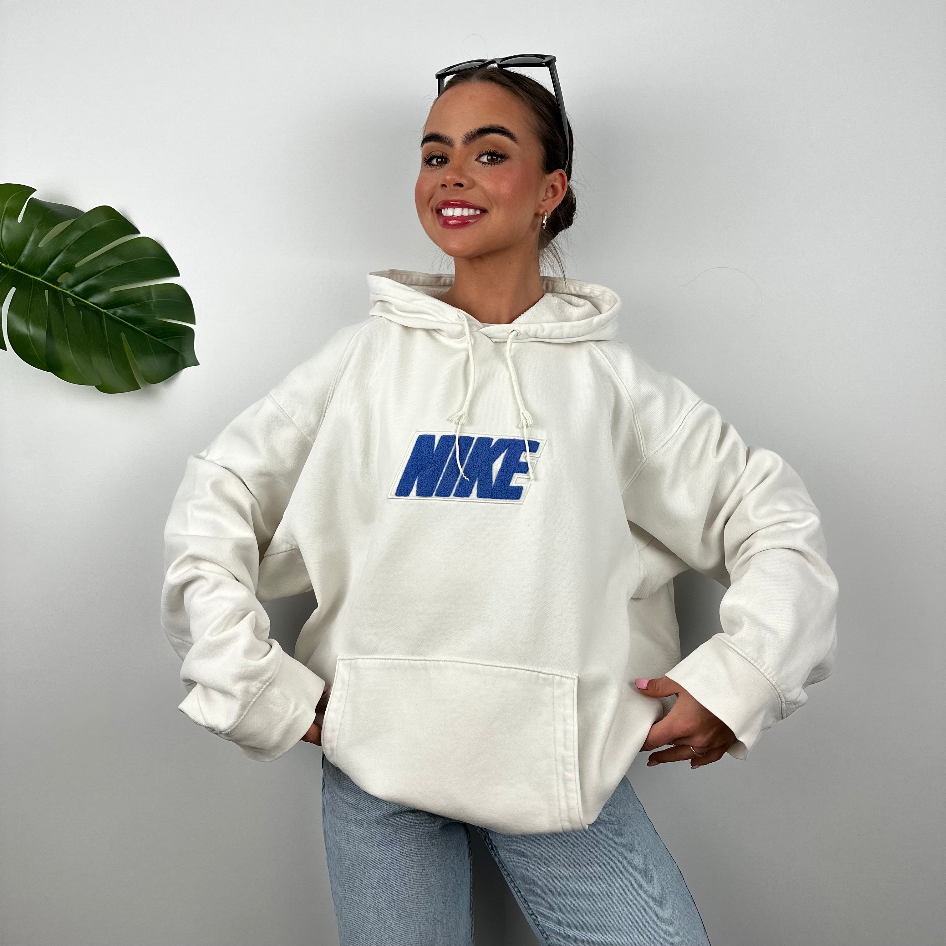 Nike White Embroidered Spell Out Hoodie (L)