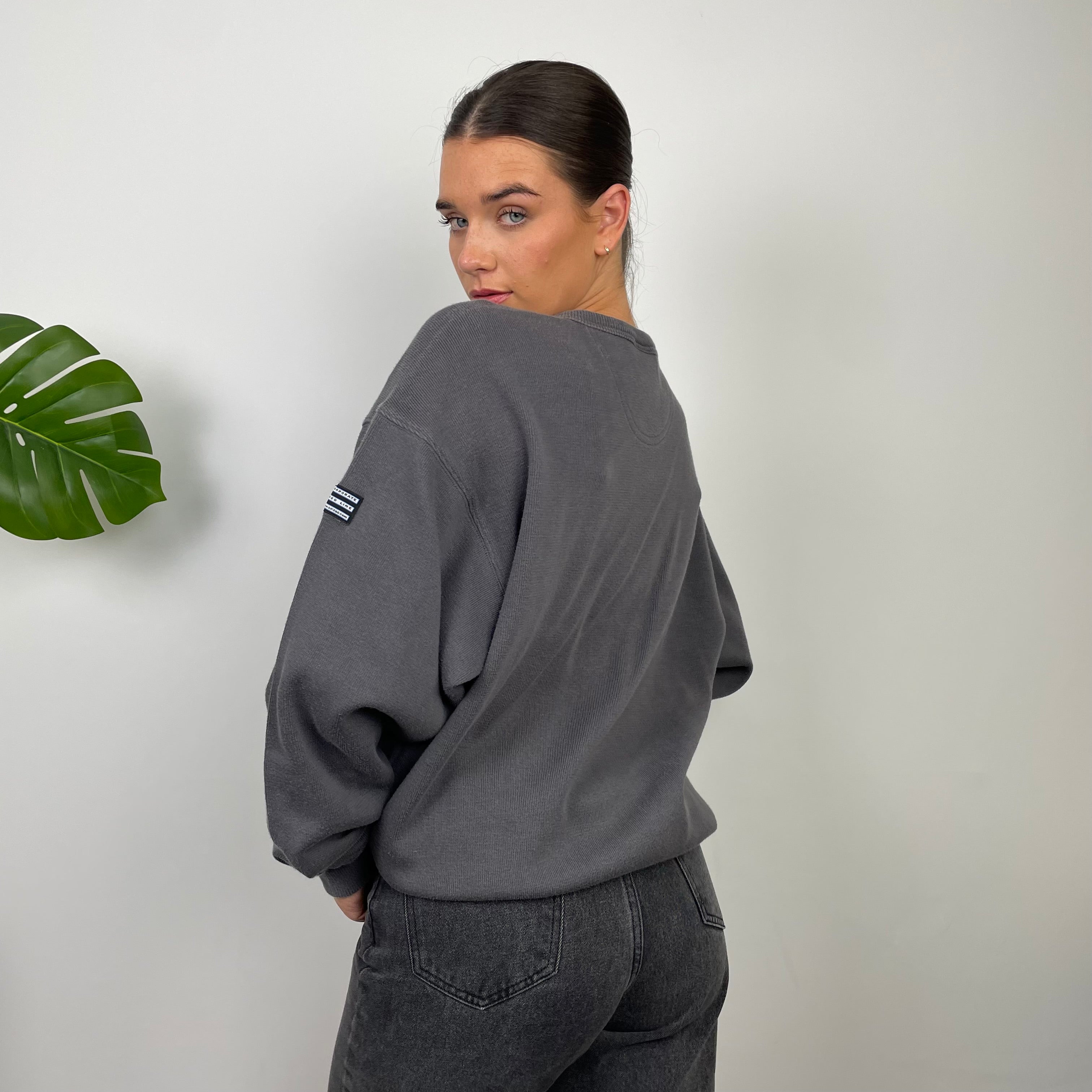 Adidas Grey Embroidered Spell Out Sweatshirt (L)