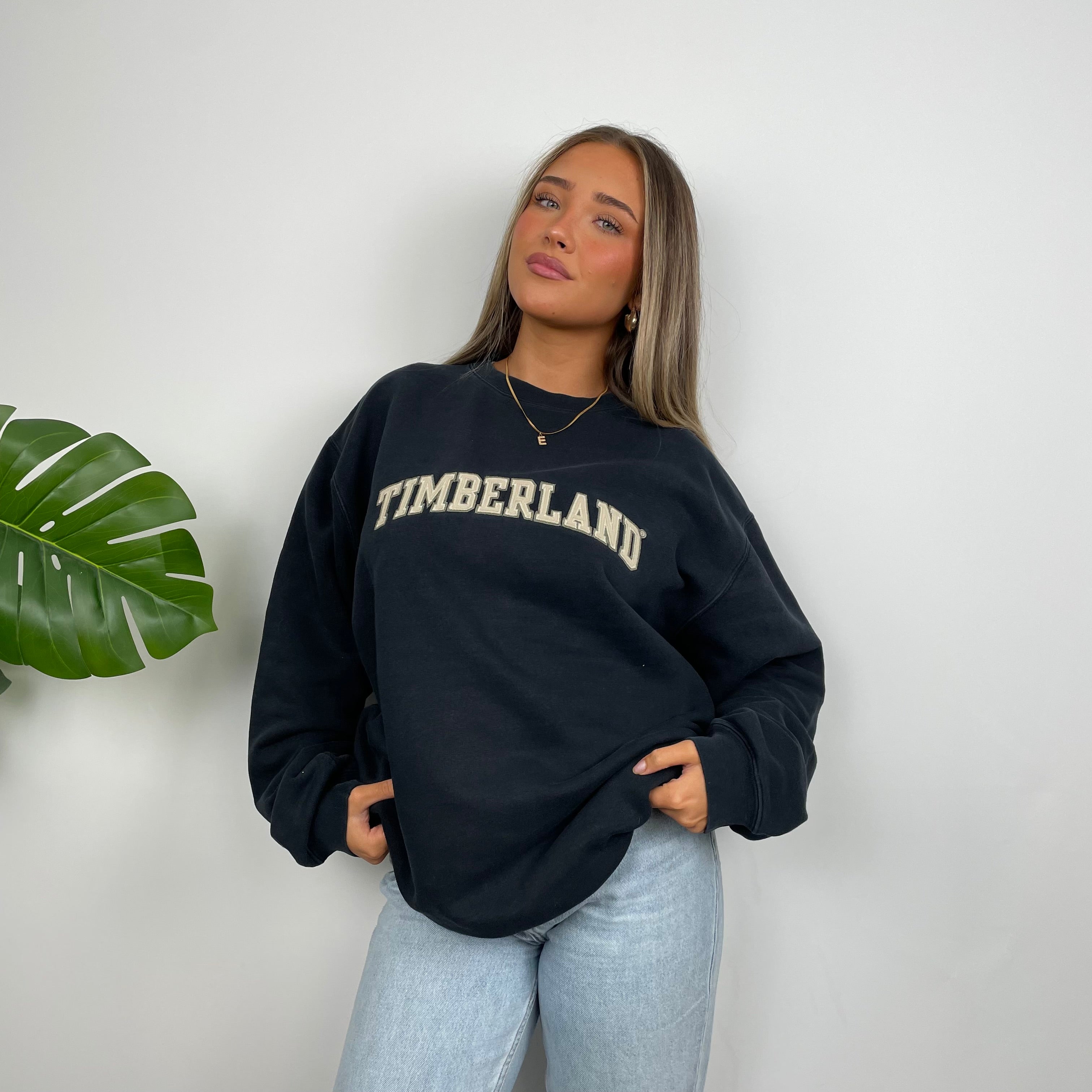 Timberland Black Embroidered Spell Out Sweatshirt (L)