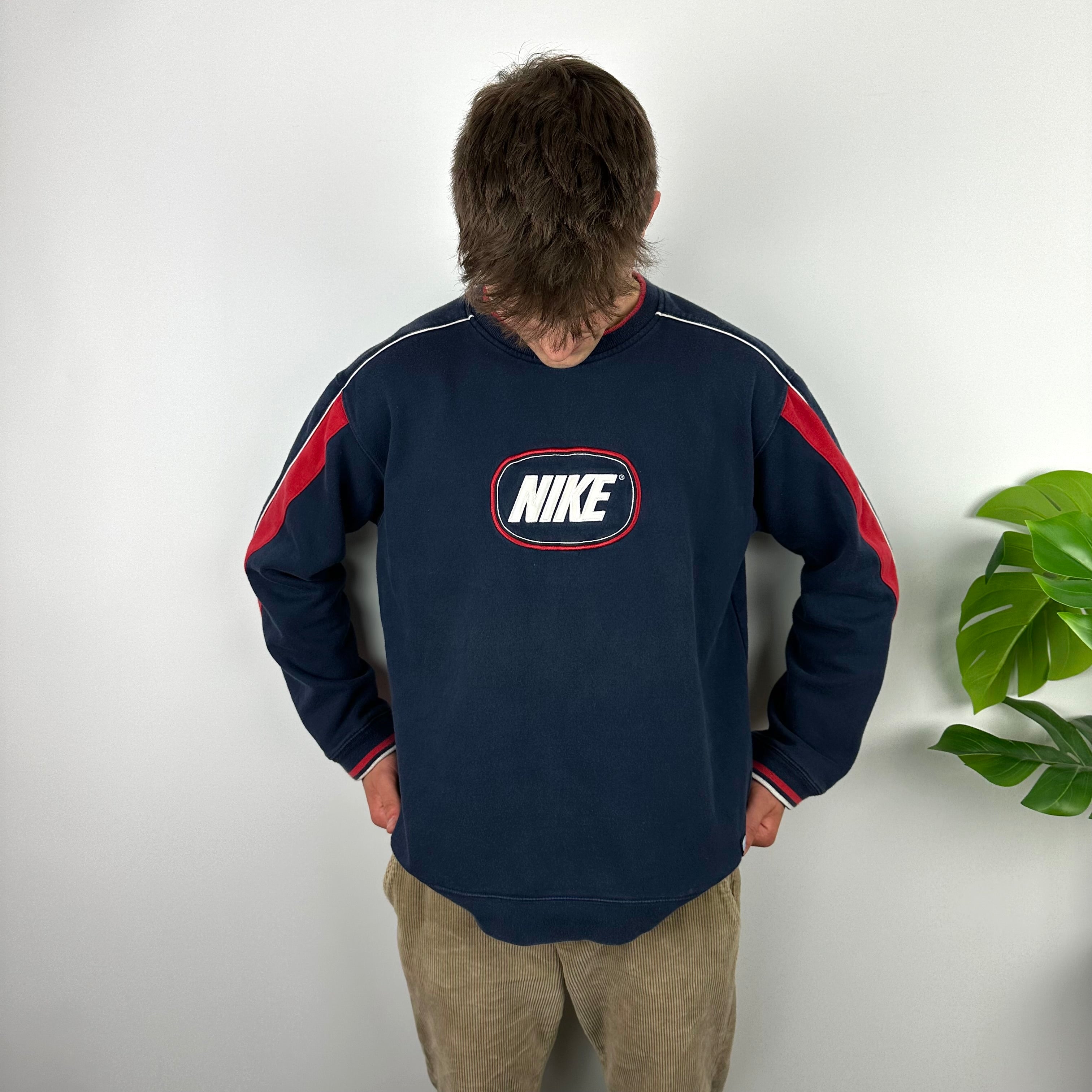 Nike Navy Embroidered Spell Out Sweatshirt (XL)