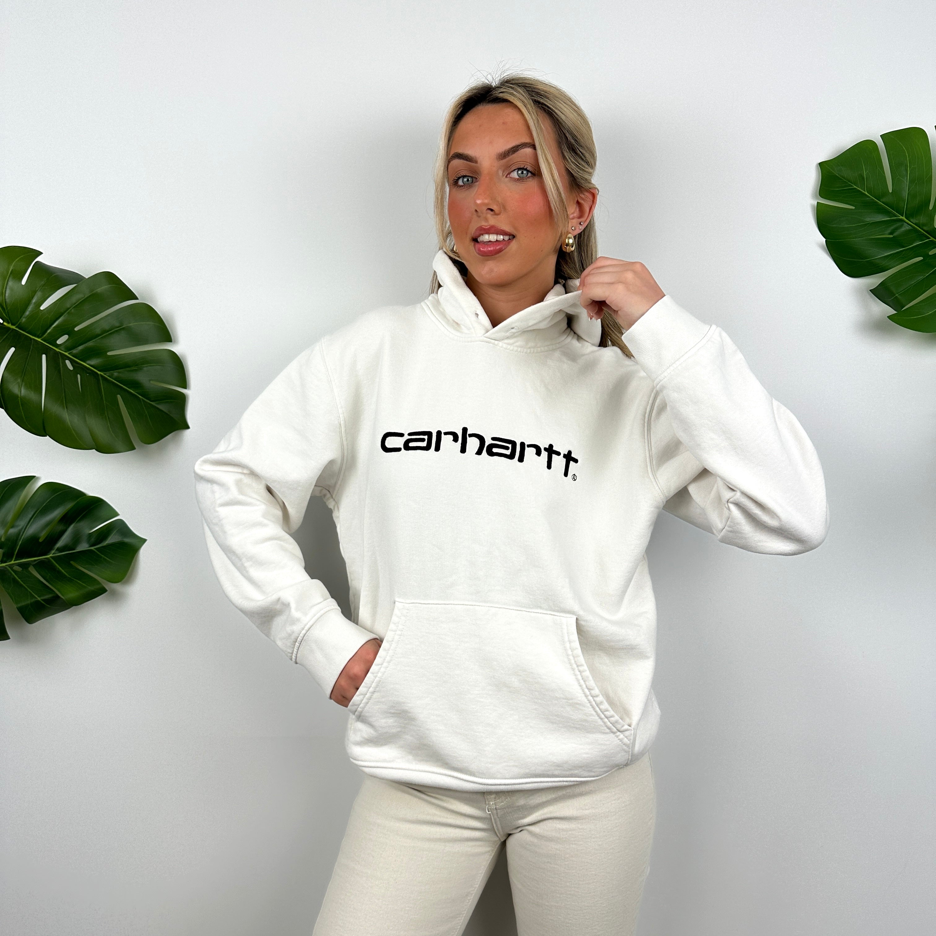 Carhartt White Embroidered Spell Out Hoodie (S)