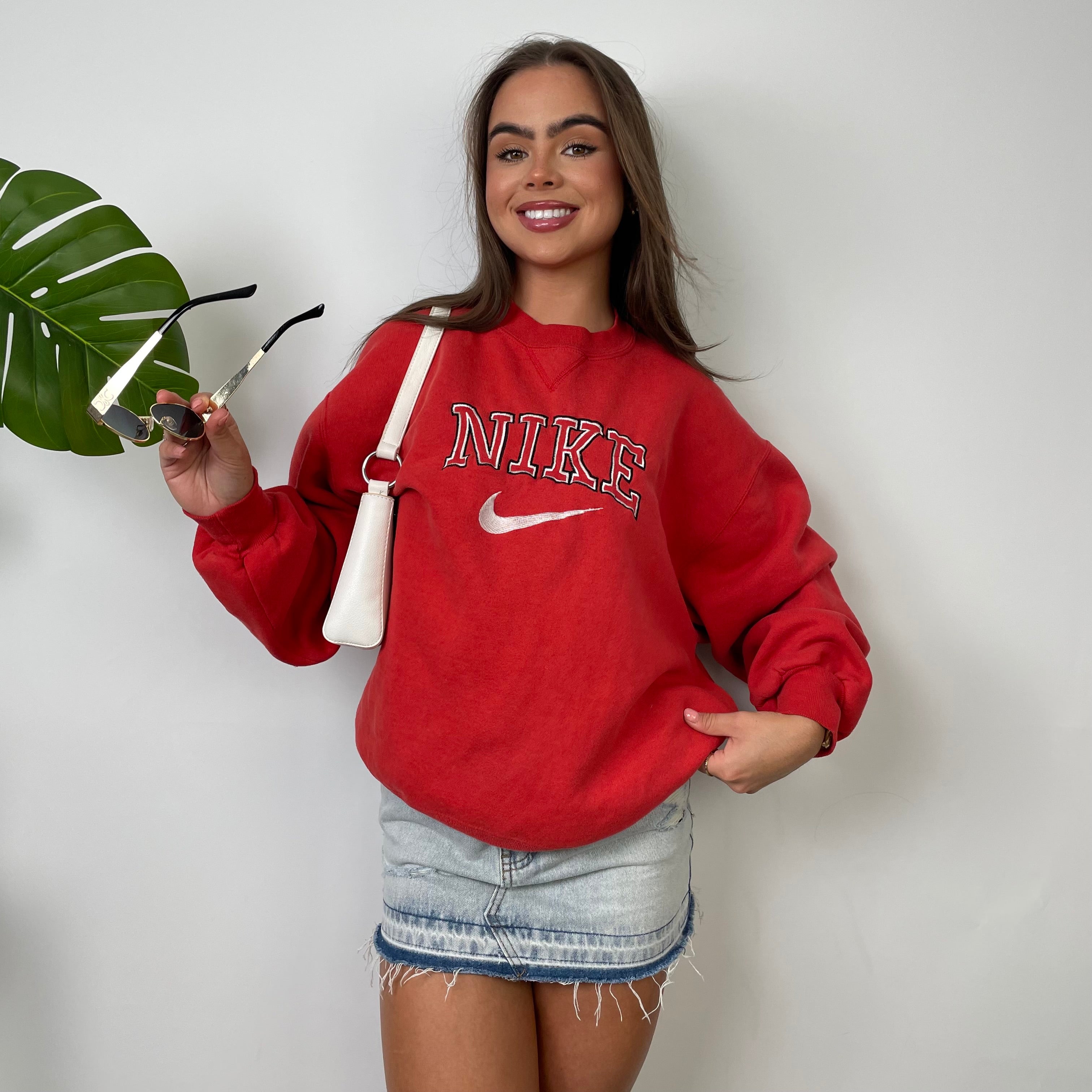 Nike Red Embroidered Spell Out Sweatshirt (L)