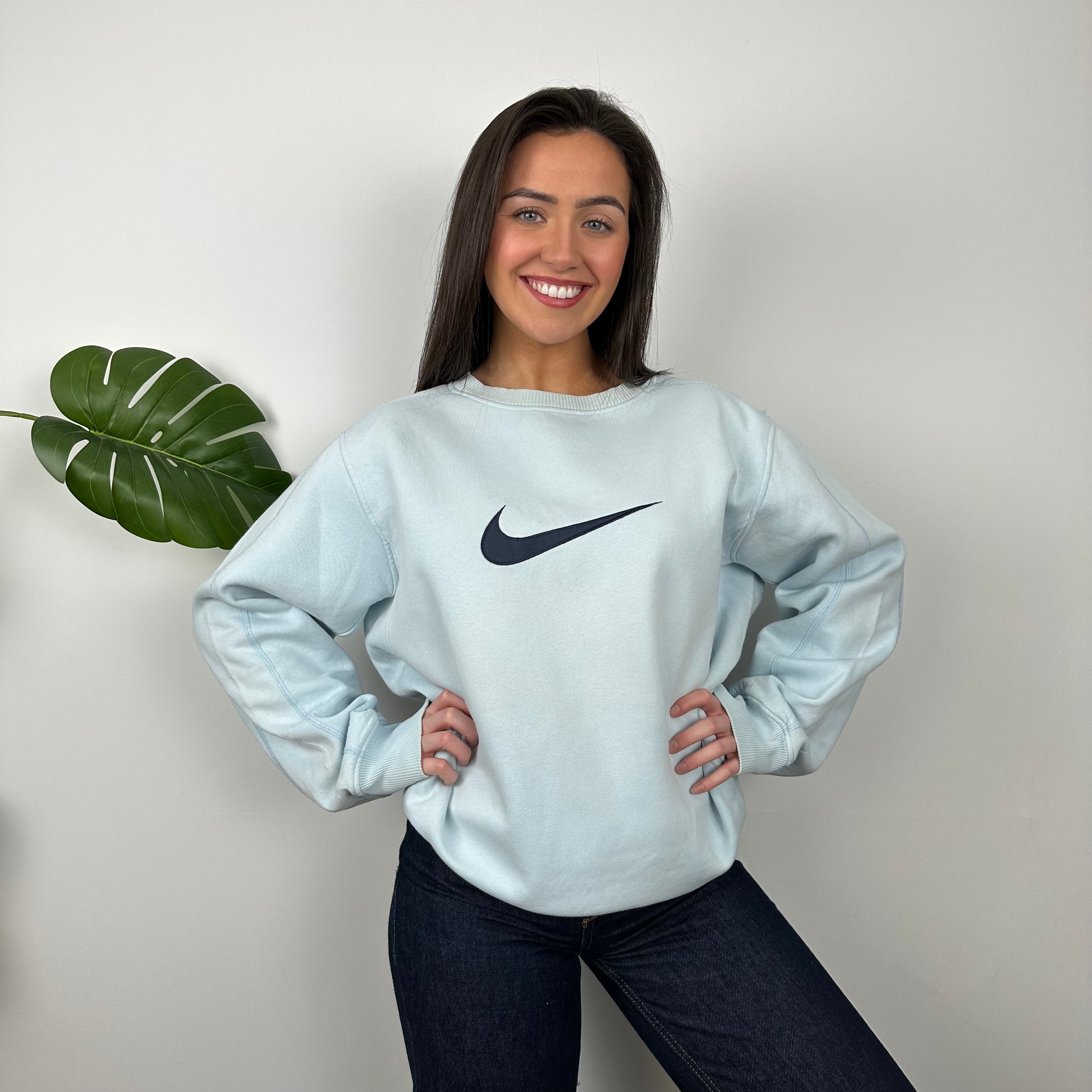 Nike Baby Blue Embroidered Swoosh Sweatshirt (L)